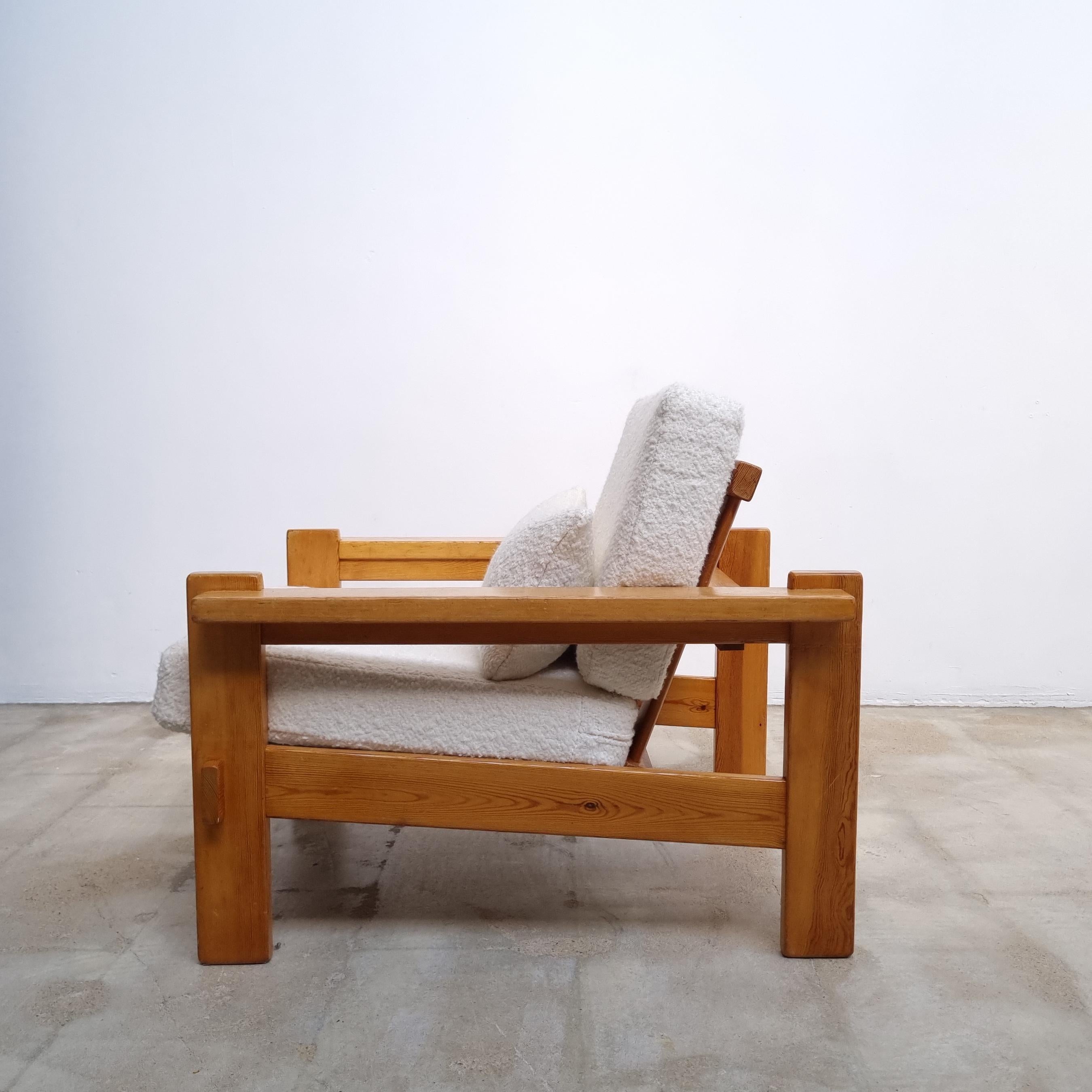Late 20th Century Brutalist Lounge Chair in Pine, Denmark, 1970s