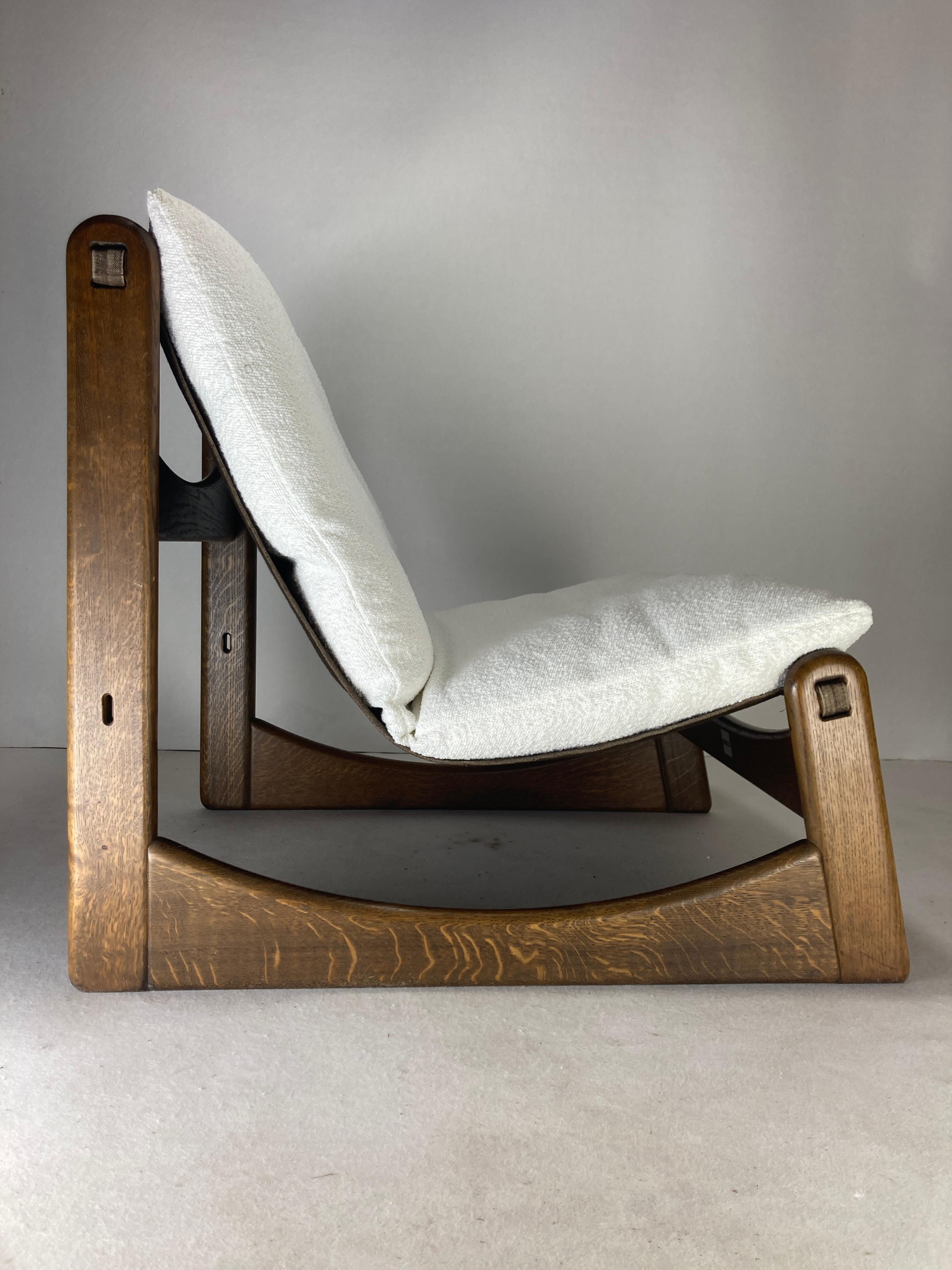 Sillón bajo de relax Brutalista en bouclé de Carl Straub, años 70 Moderno de mediados de siglo en venta