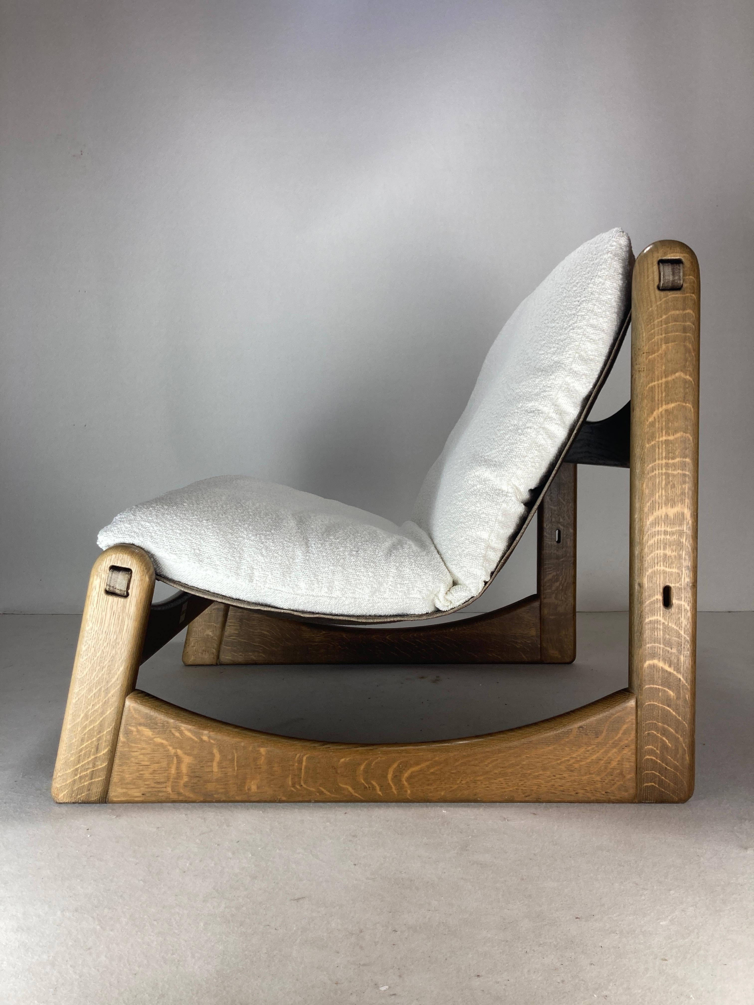 Sillón bajo de relax Brutalista en bouclé de Carl Straub, años 70 Alemán en venta