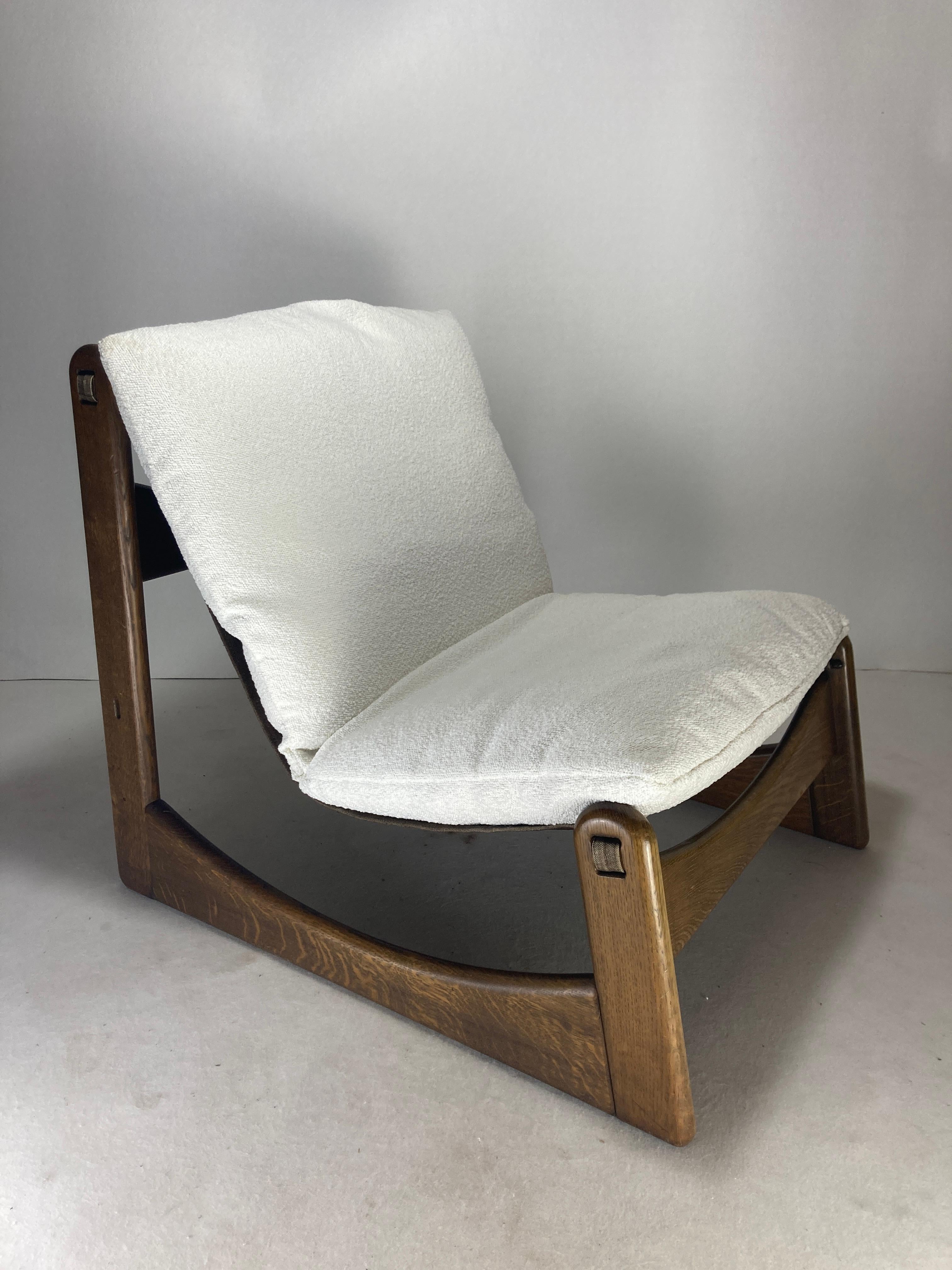 Sillón bajo de relax Brutalista en bouclé de Carl Straub, años 70 en Bueno estado para la venta en Zaandam, NL