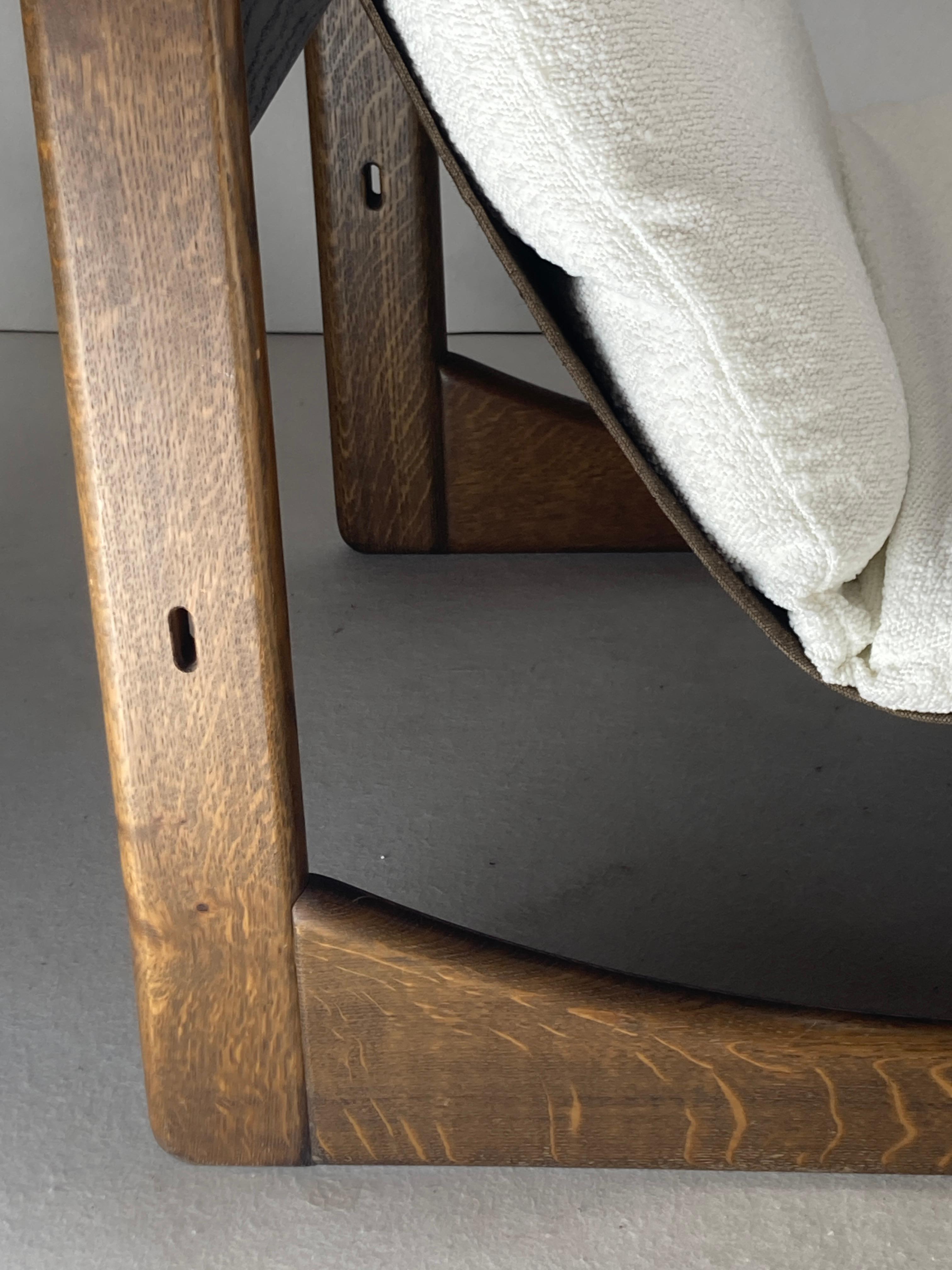 Sillón bajo de relax Brutalista en bouclé de Carl Straub, años 70 Roble en venta