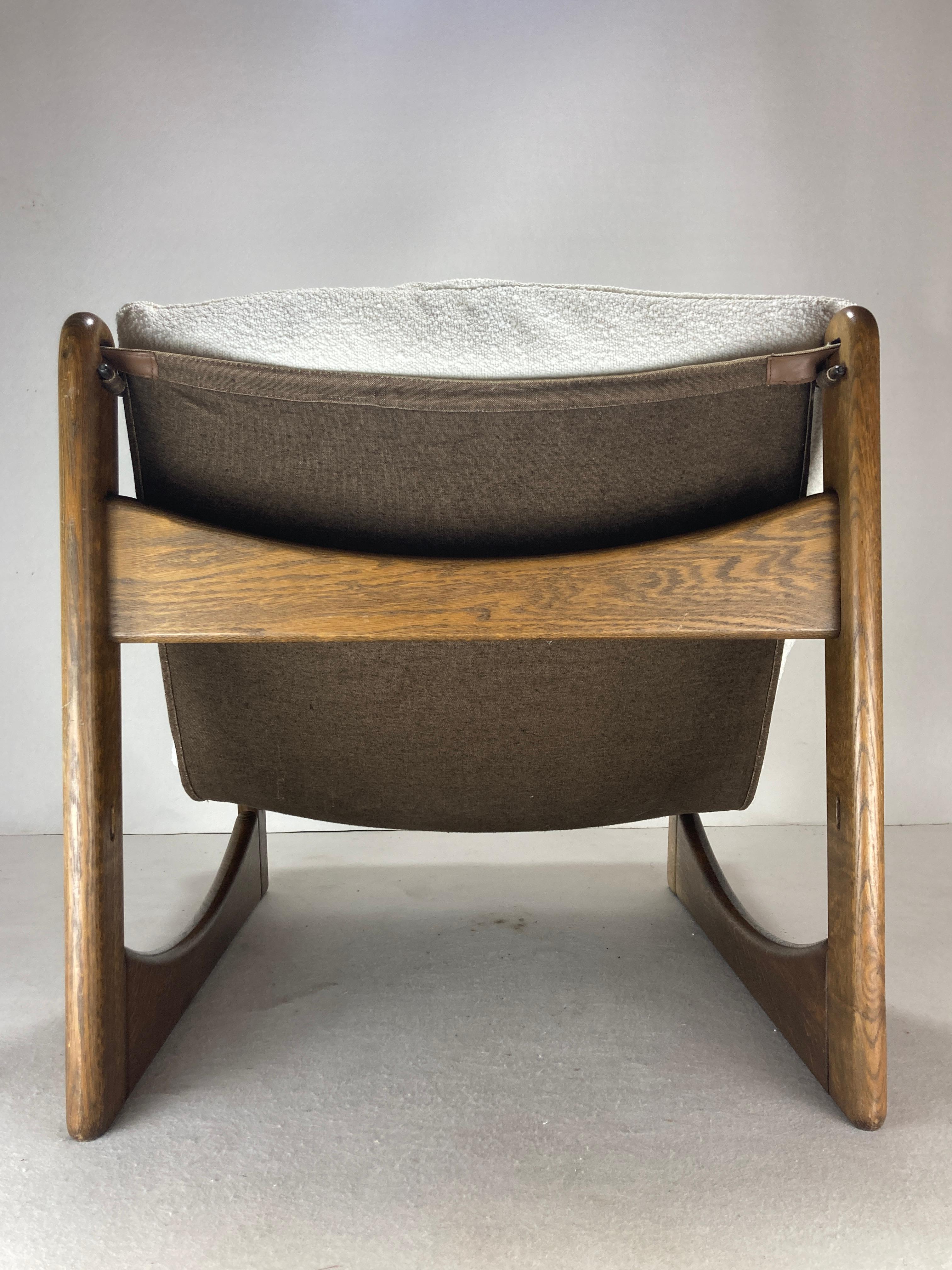 Sillón bajo de relax Brutalista en bouclé de Carl Straub, años 70 en venta 2