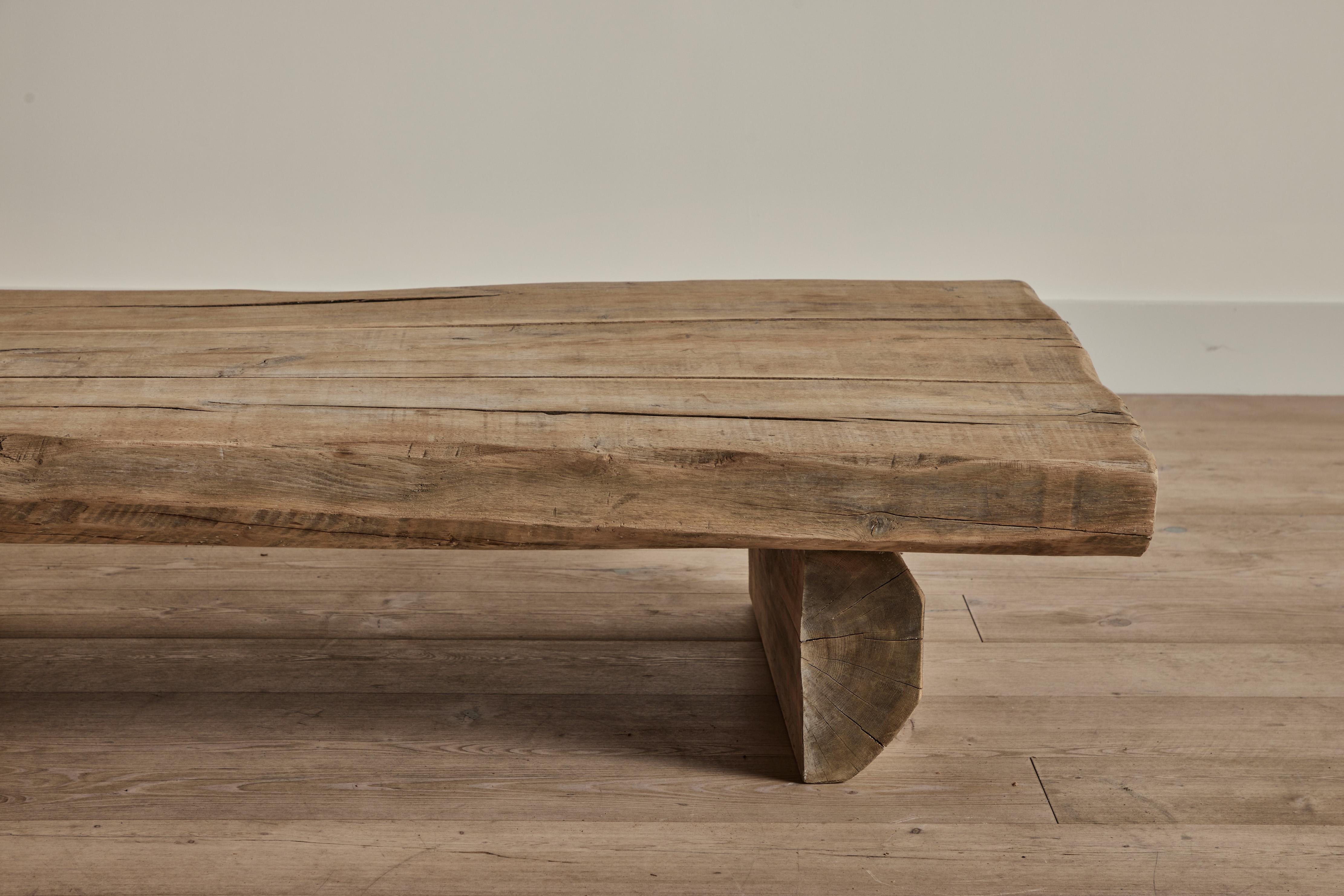 Wood Brutalist Low Coffee Table For Sale