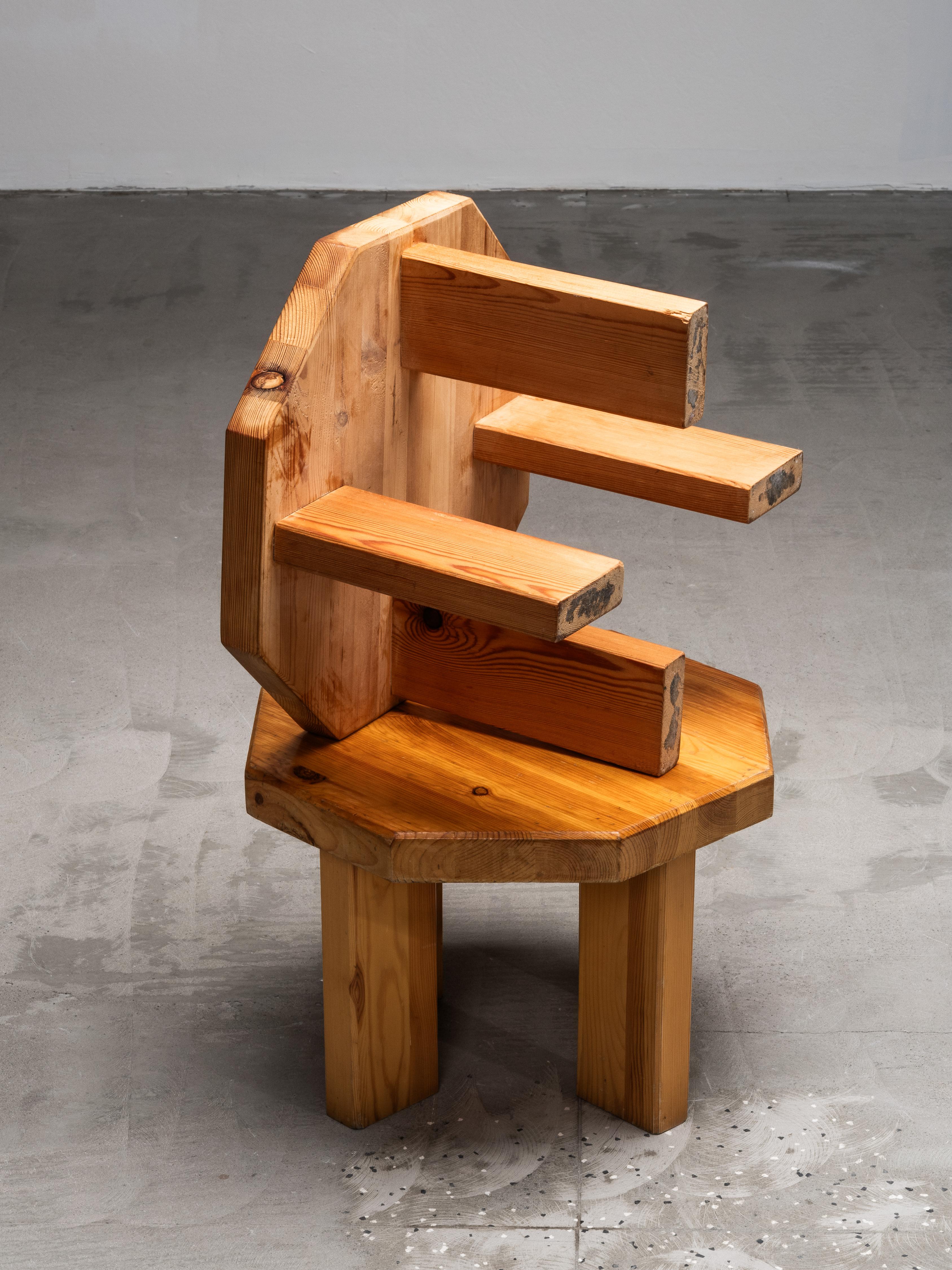 Brutalist Low Pine Stools or Side Tables, 1970s, Set of 2 For Sale 11