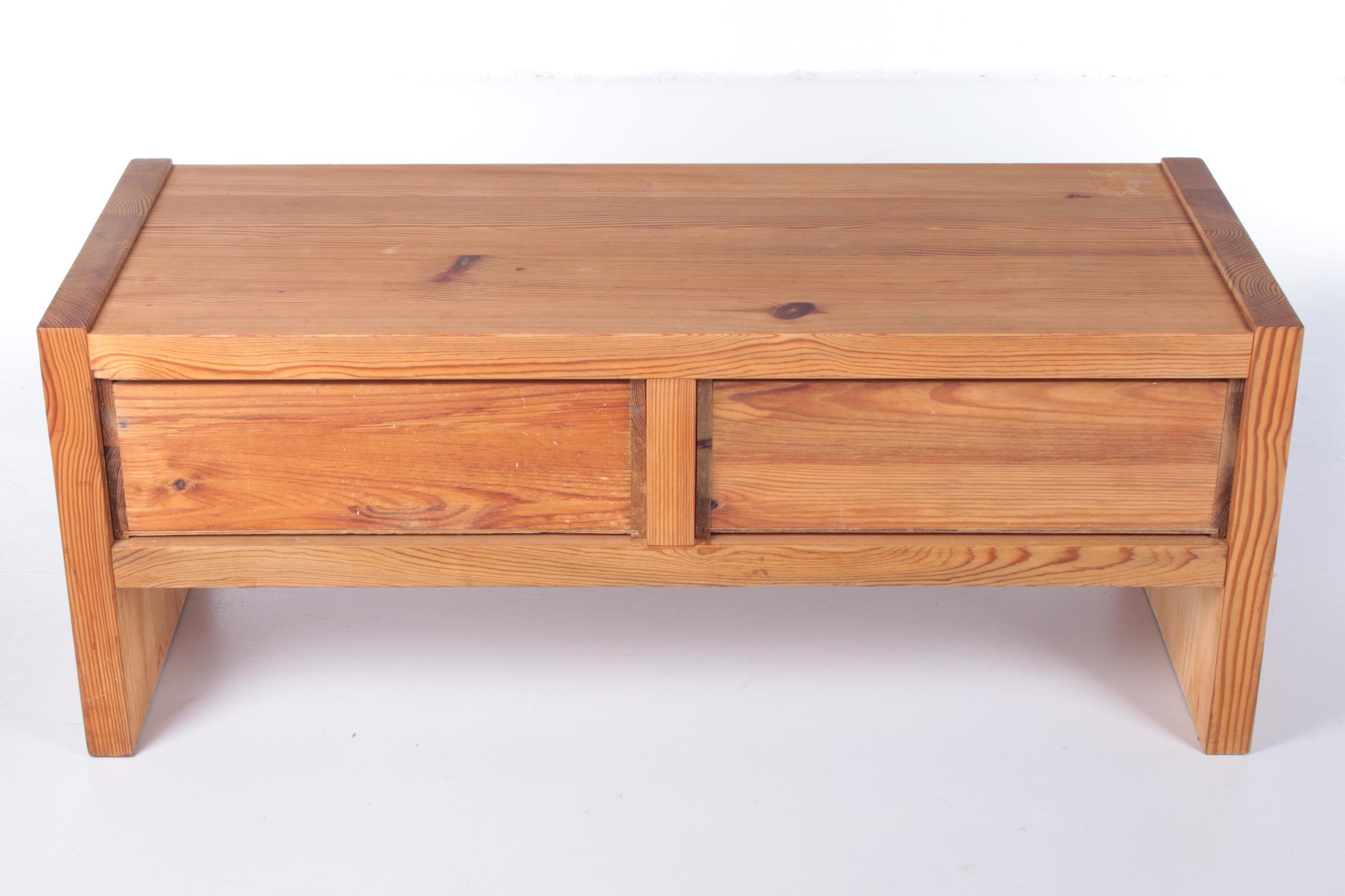 Swedish Brutalist Low Sideboard with Drawers Made in Sweden, 1970s