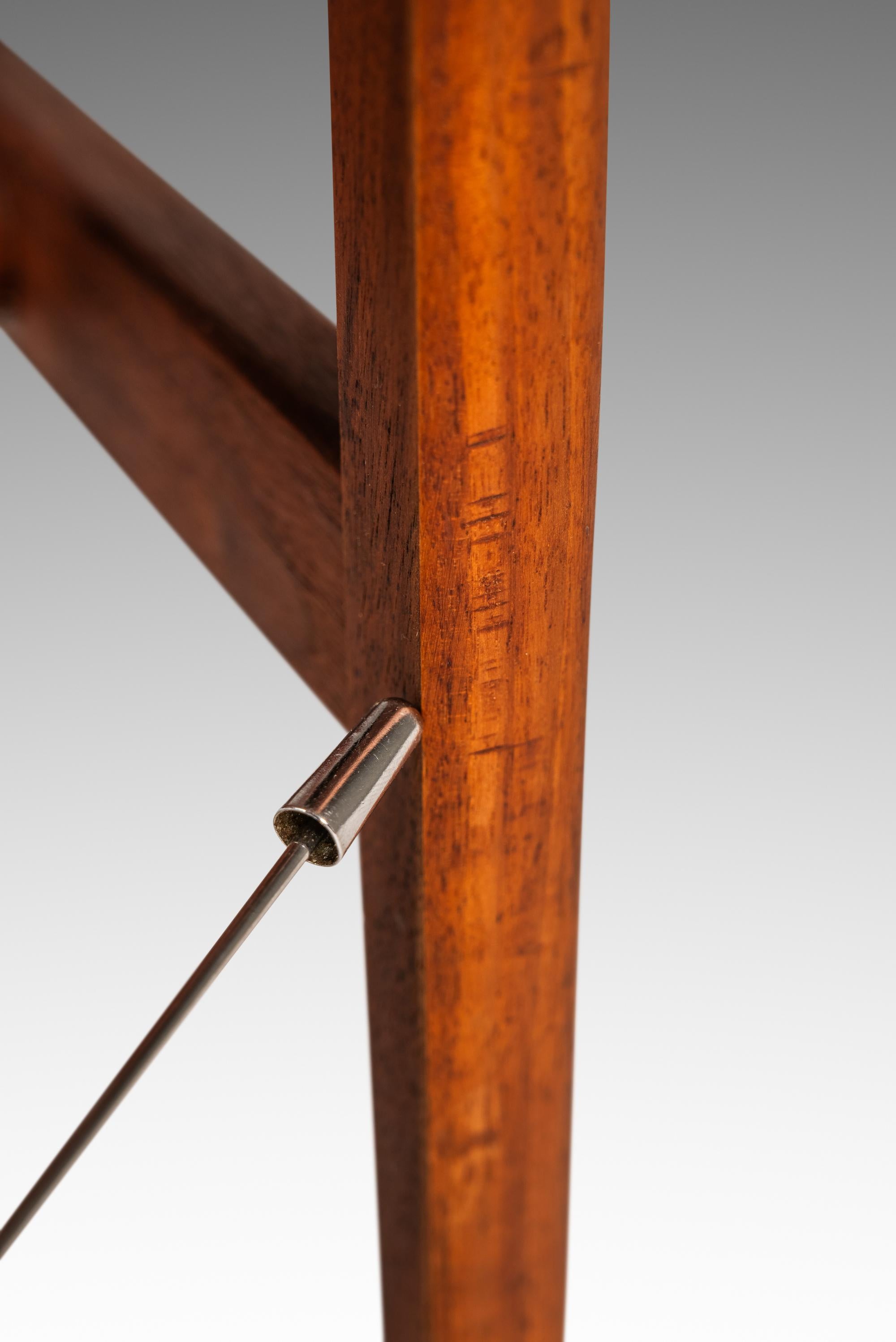 Brutalist Magazine Rack in Solid Teak with Leather Straps, Denmark, c. 1960s For Sale 9