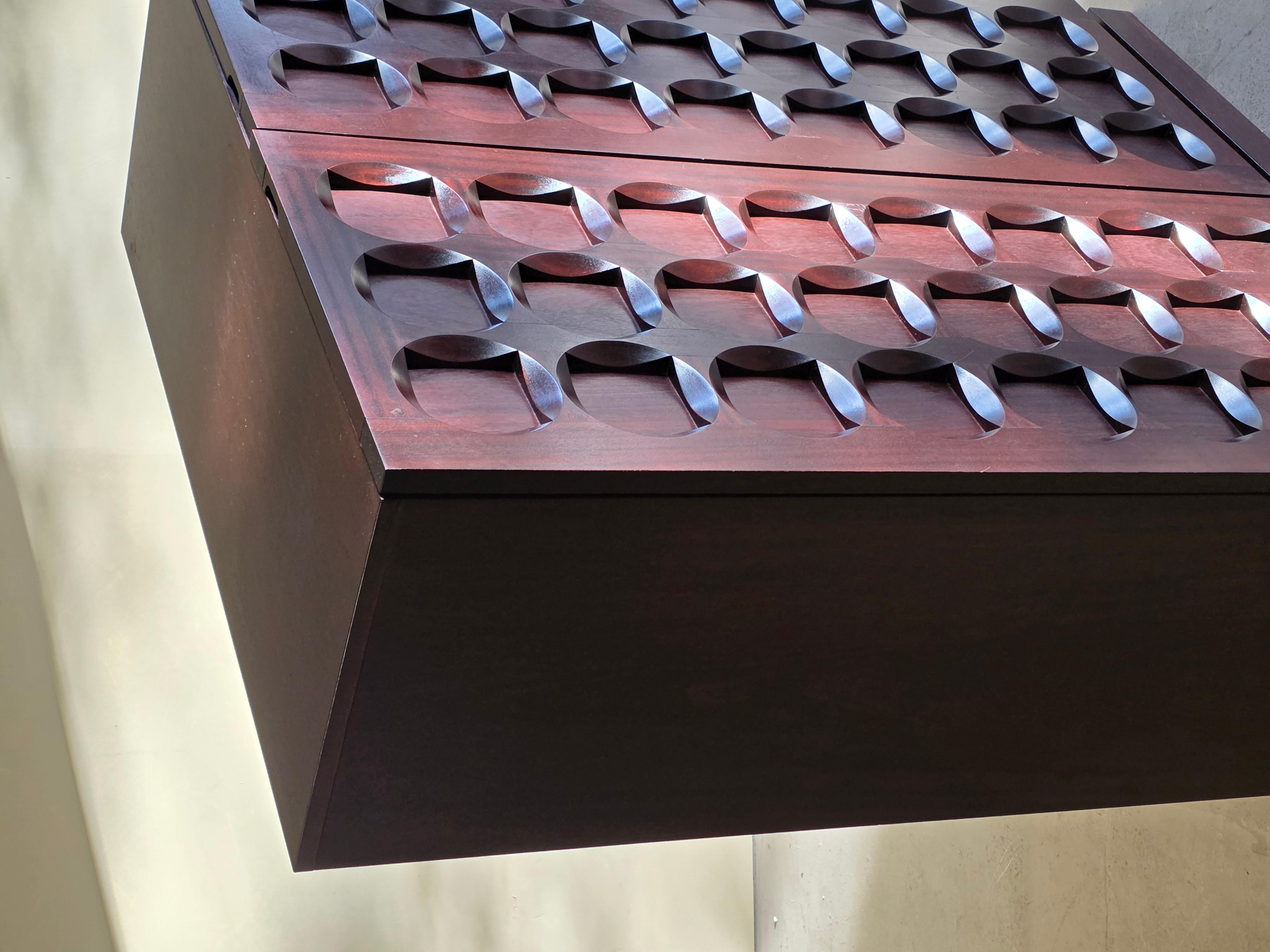 Brutalistischer Barschrank aus Mahagoni von Defour, Belgien, 1970er Jahre (Eichenholz) im Angebot