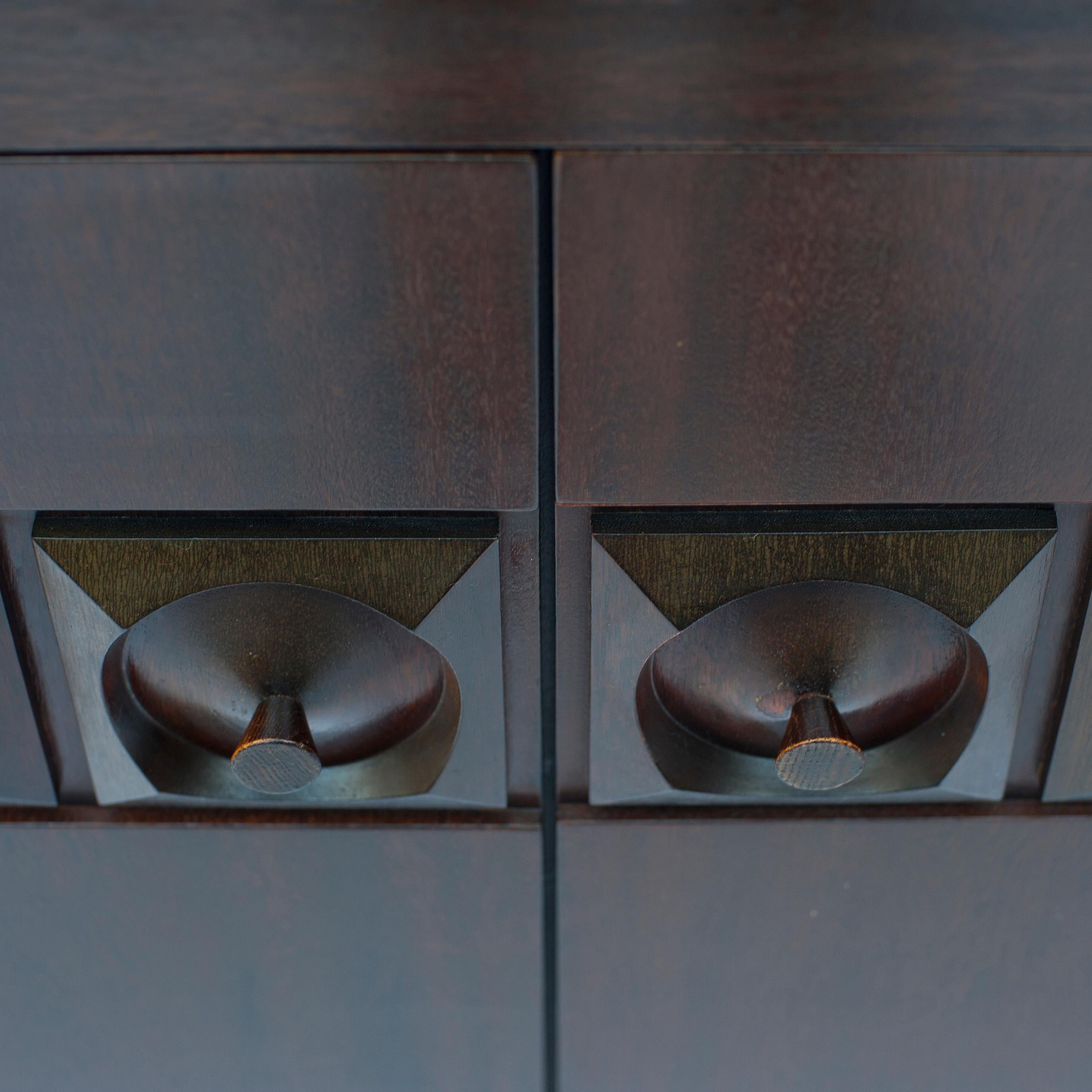 Belgian Brutalist Oak Belgium Credenza, 1970s