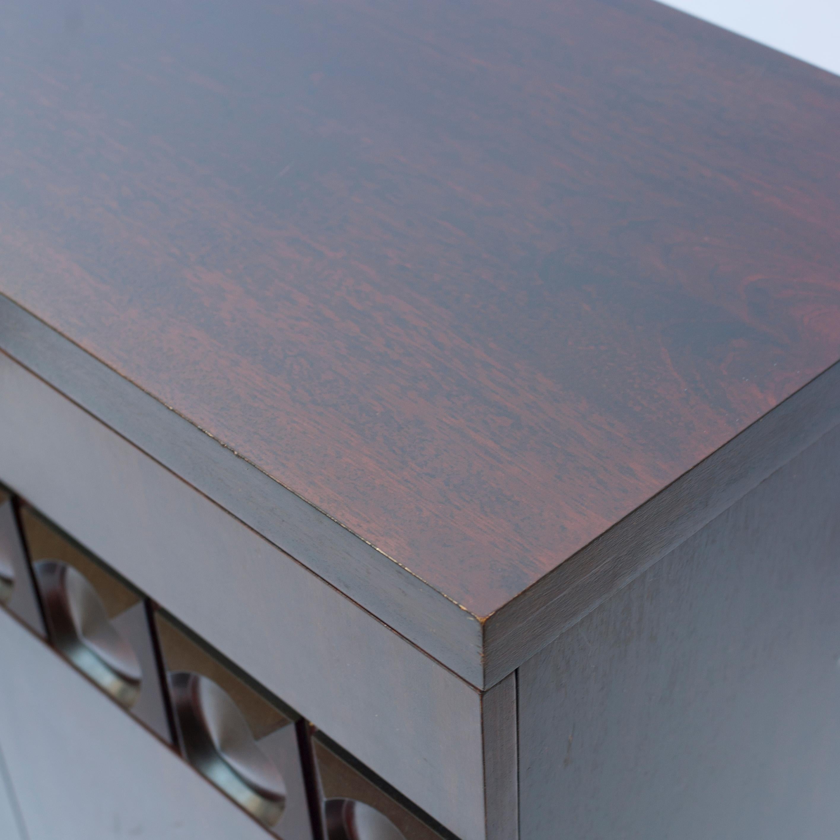 Mahogany Brutalist Oak Belgium Credenza, 1970s