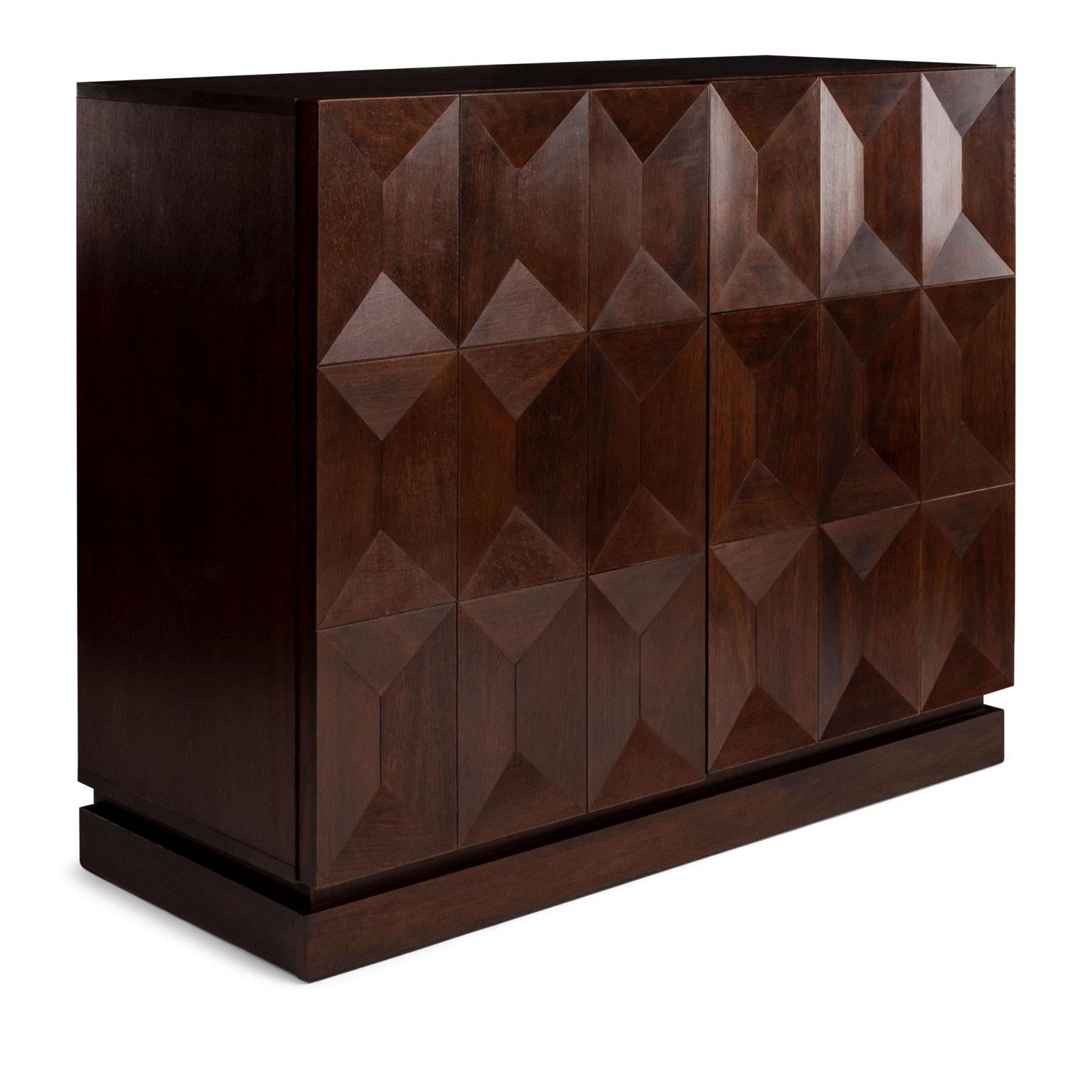 Brutalist Mahogany Credenza by De Coene 8