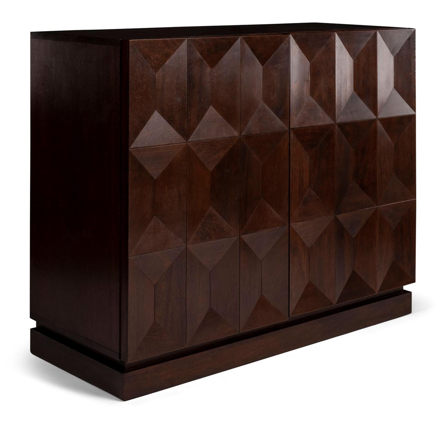 Brutalist Mahogany Credenza by De Coene 1