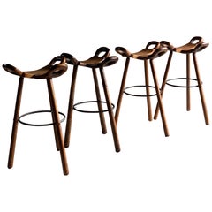 Brutalist Marbella Bar Stools Set of Four by Conoform, Spain, 1970s