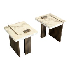 Brutalist Marble Capri Side Table by Studio Sam London, Set of 2, 2020s