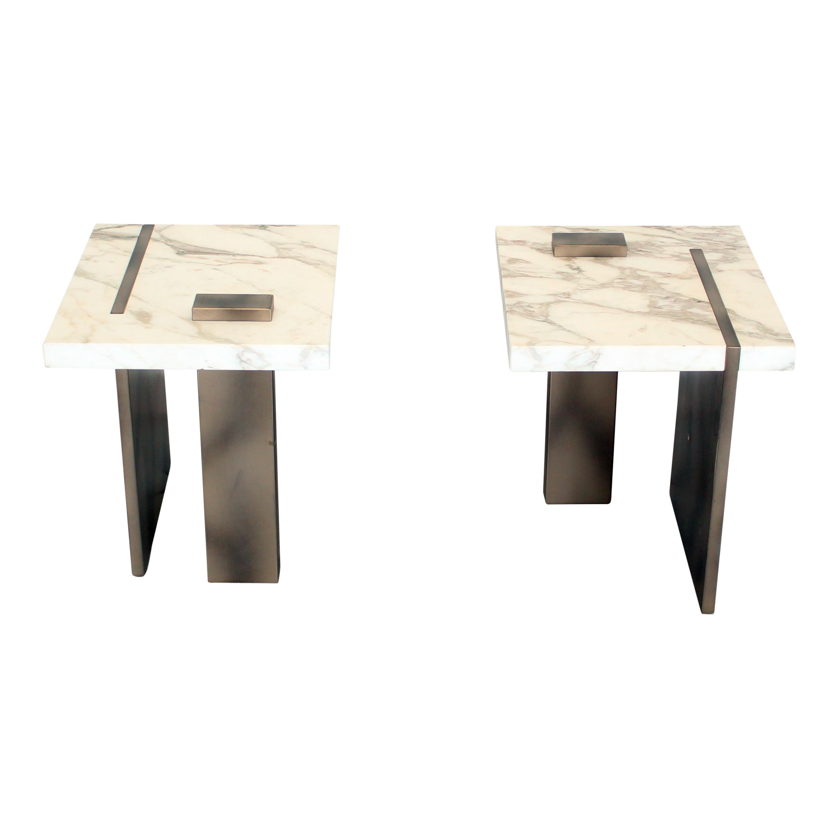 Mesa auxiliar de mármol Brutalista Capri de Studio Sam London, set de 2, años 2020 Italiano en venta