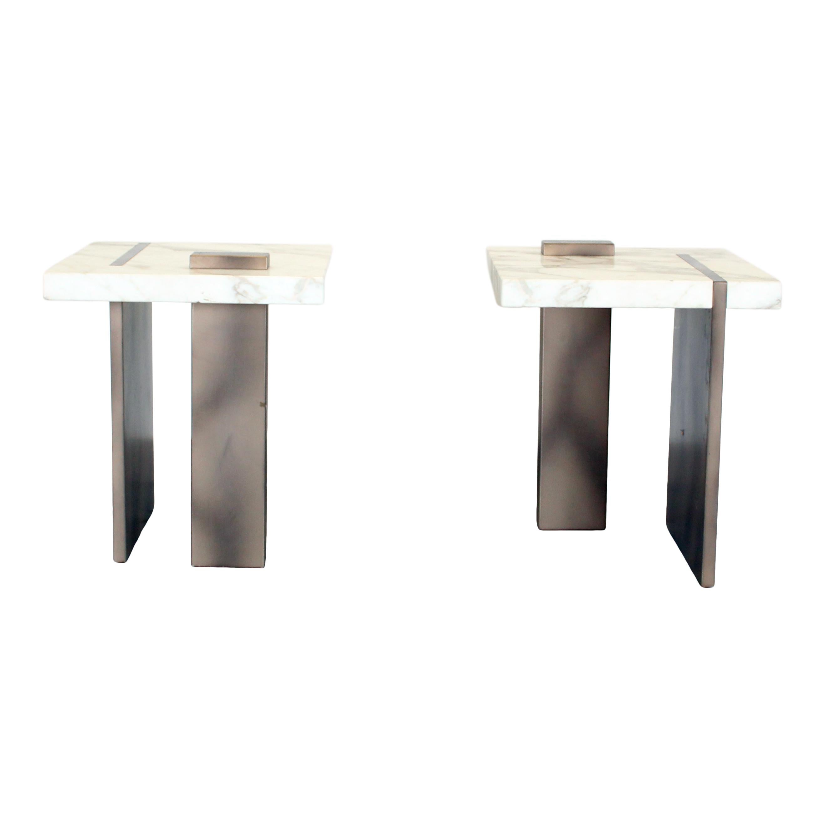 Mesa auxiliar de mármol Brutalista Capri de Studio Sam London, set de 2, años 2020 en Bueno estado para la venta en Vicenza, IT