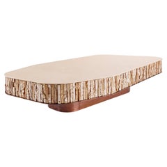 Brutalist Marble Sculptural Cream Handmade Ceramic Coffee Table, Egg Designs
