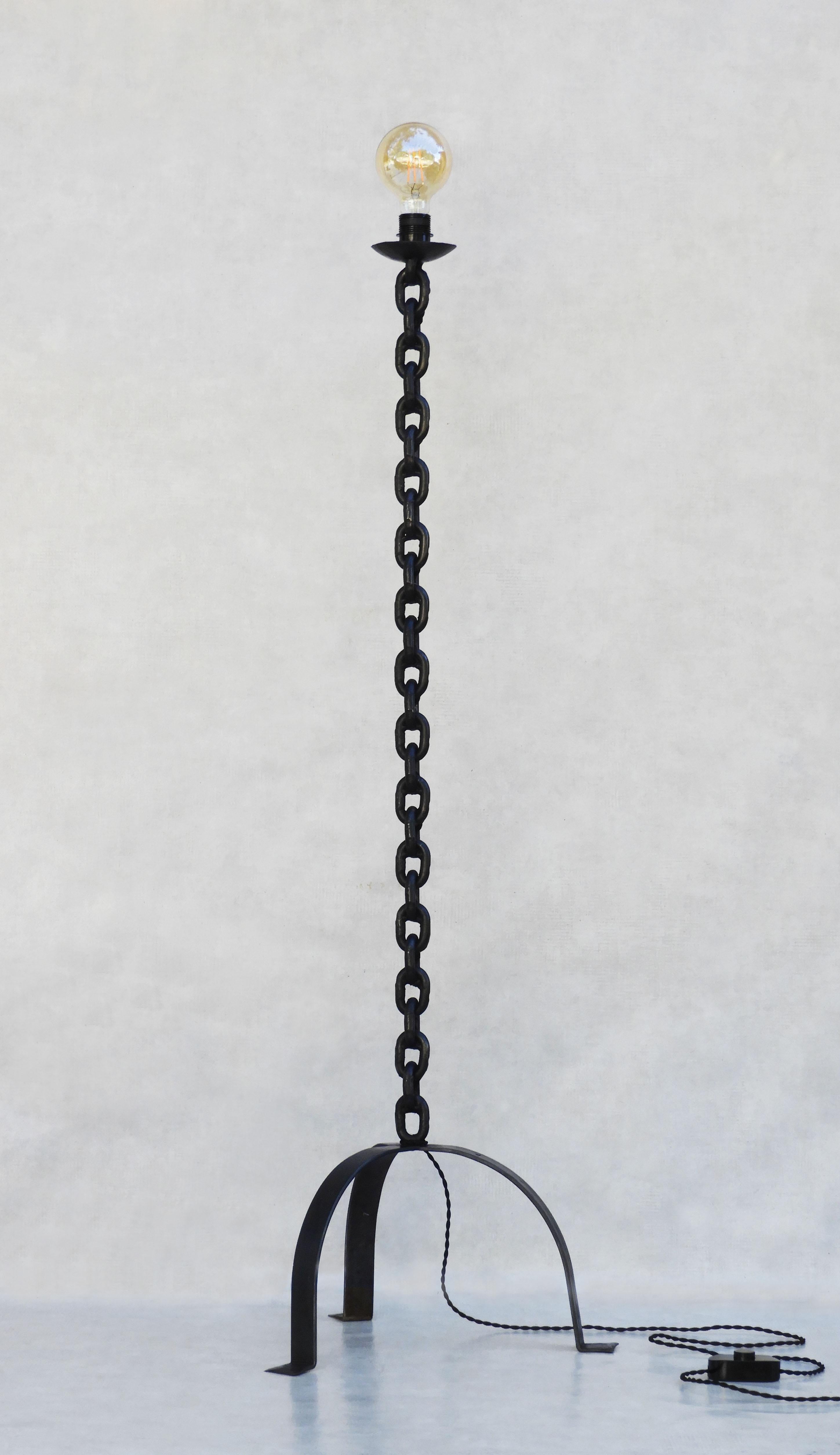 Welded Brutalist Marine Chain Link Floor Lamp France c1970 For Sale