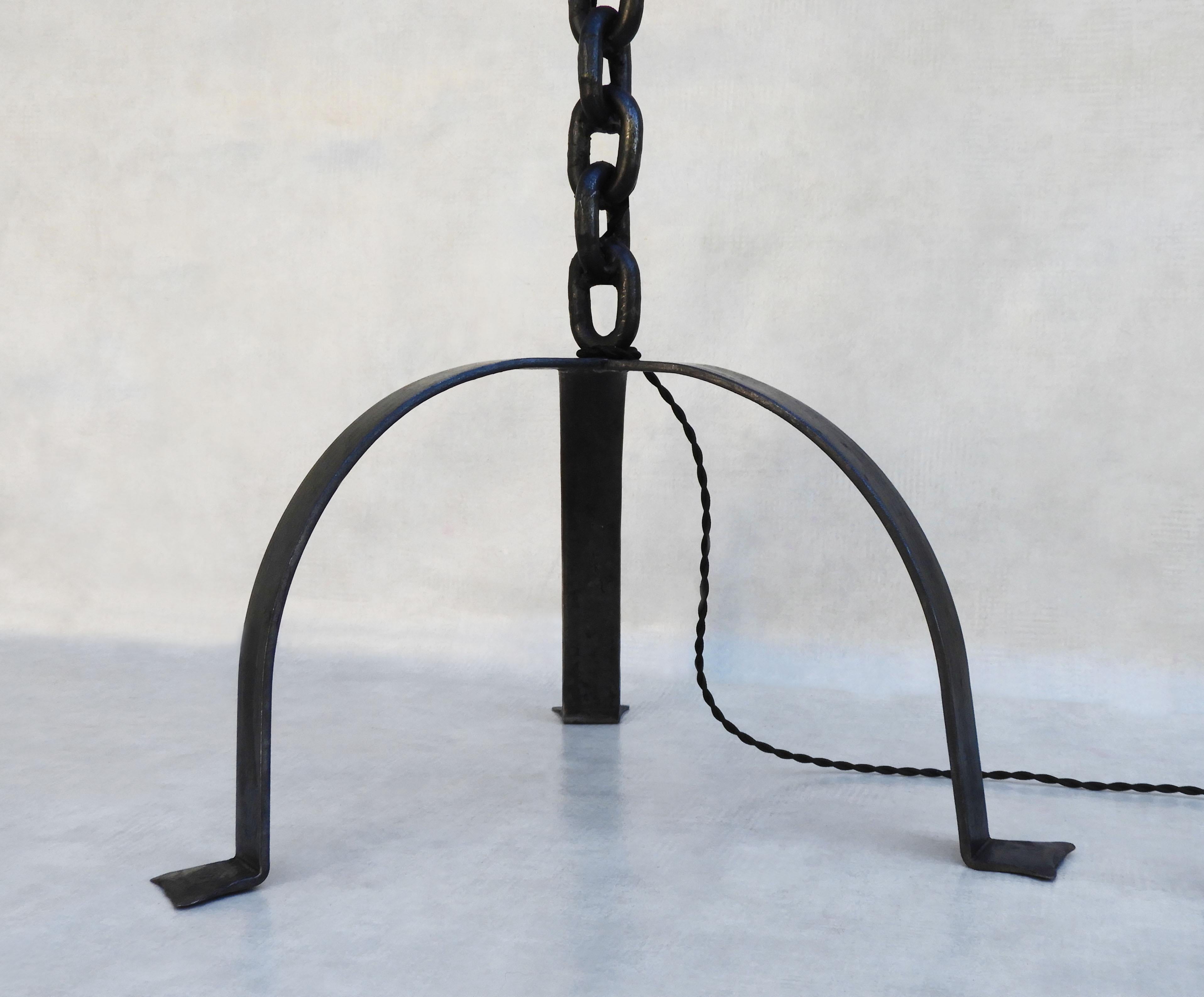 Steel Brutalist Marine Chain Link Floor Lamp France c1970 For Sale