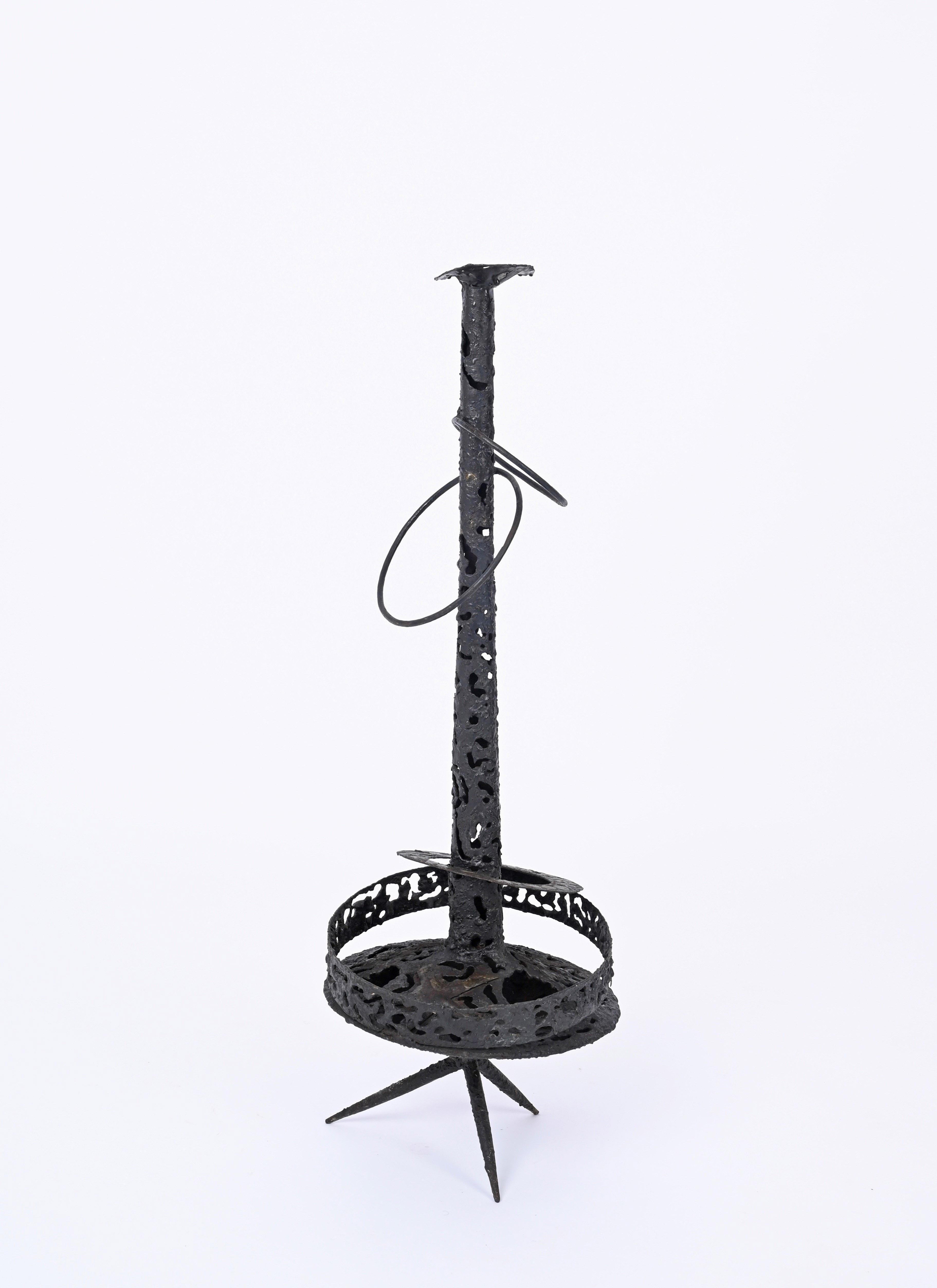 Brutalistische Marsura-Kerzenständer aus Schmiedeeisen, Marsura-Skulptur „Iron Totem“, Italien 1960er Jahre im Angebot 4