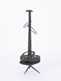 Brutalist Marsura "Iron Totem" Sculpture Wrought Iron Candlestick, Italy 1960s