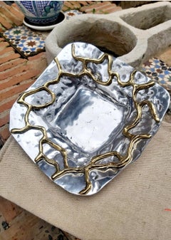 Brutalist Maze Bowl Cast Aluminum & Brass Reference A080 by David Marshall