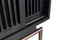 Brutalist MCM Design Wooden and Black Metal Bar Cabinet