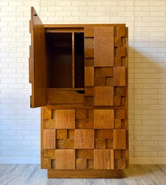 Brutalist MCM lane staccato oak gentlemen’s chest dresser