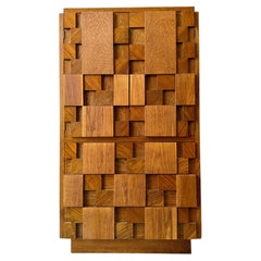 Brutalist MCM lane staccato oak gentlemen’s chest dresser