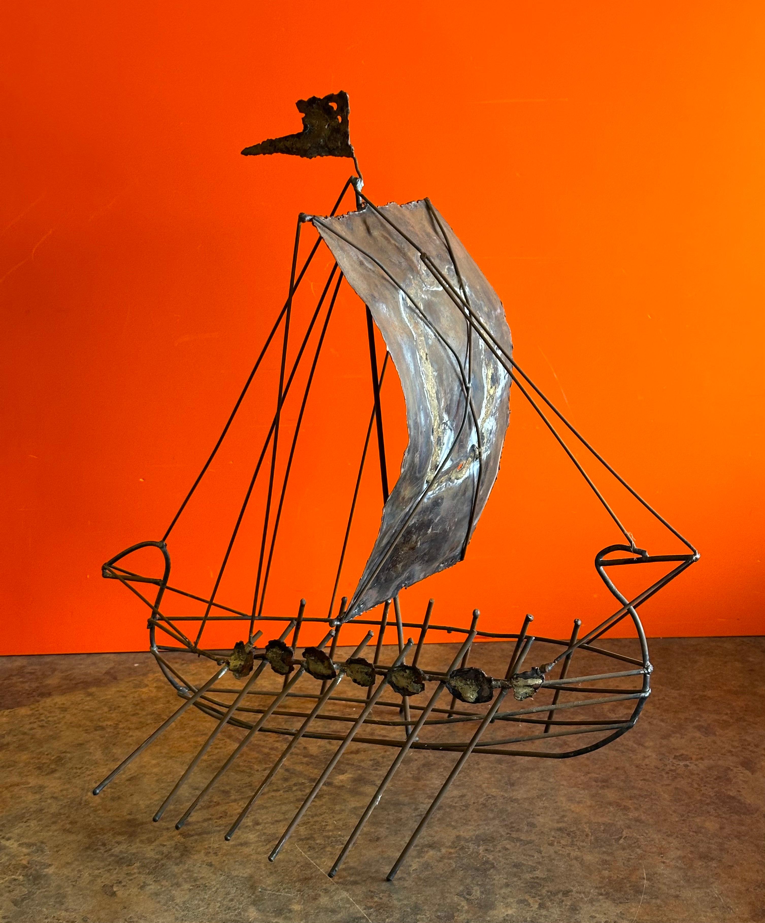 Brutalist MCM Viking Ship Sculpture For Sale 7