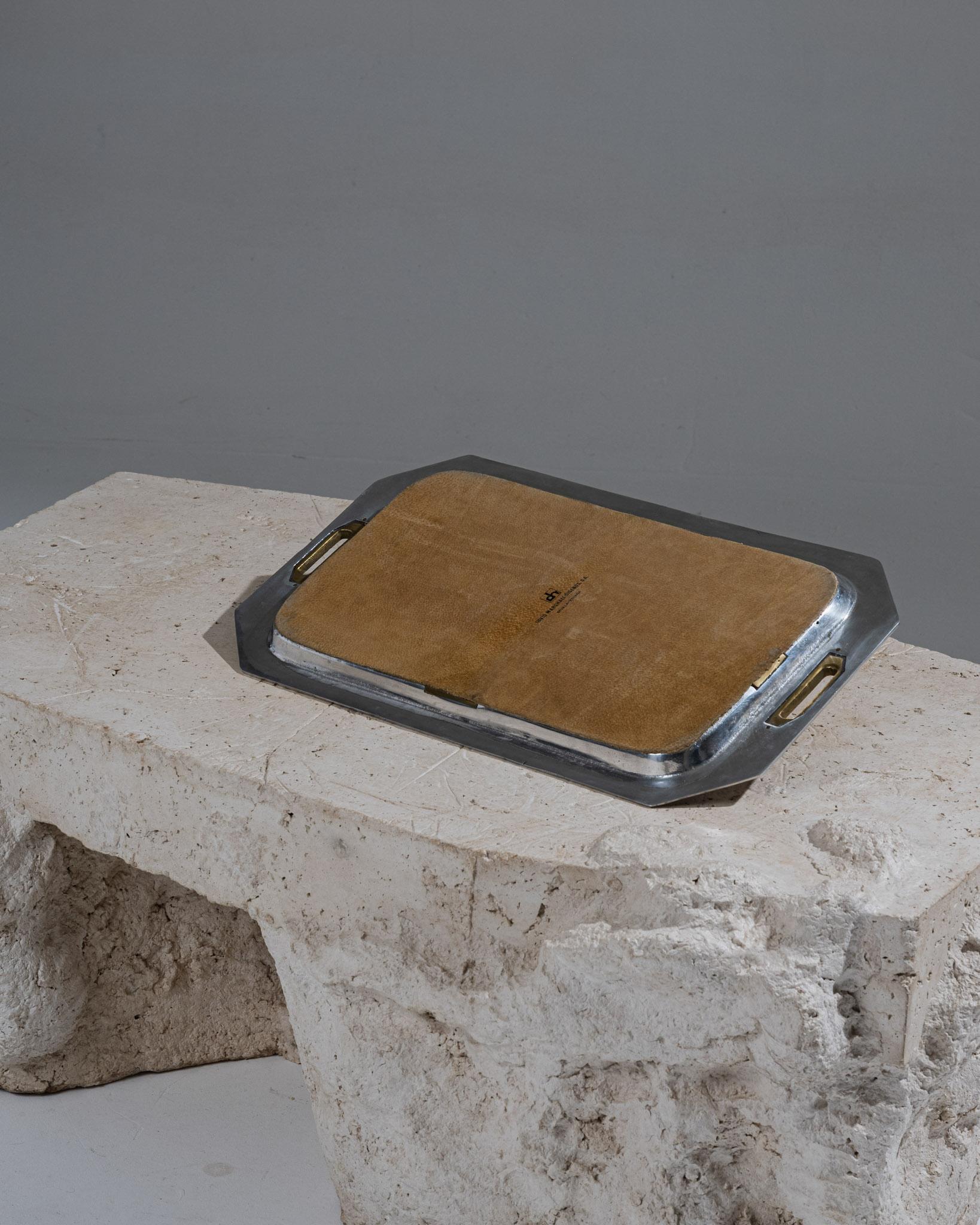 Métal Plateau brutaliste en métal et laiton, David Marshall, années 1970 en vente