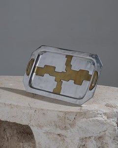 Brutalist Metal and Brass Tray, David Marshall, 1970s