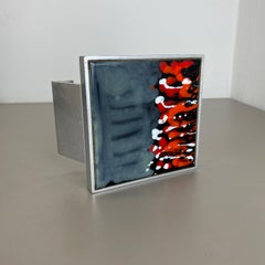 Brutalist Metal and ceramic door push handle by Juliette Belarti, Belgium 1970s