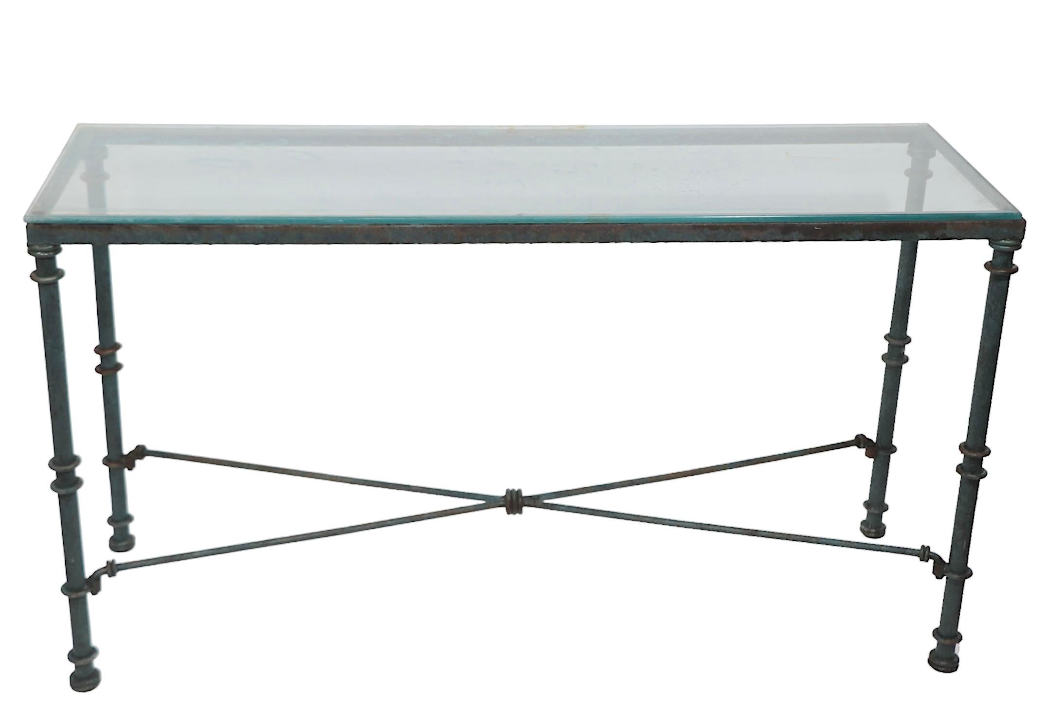 Konsolentisch aus Metall und Glas im Brutalismus-Stil nach Giacometti 5