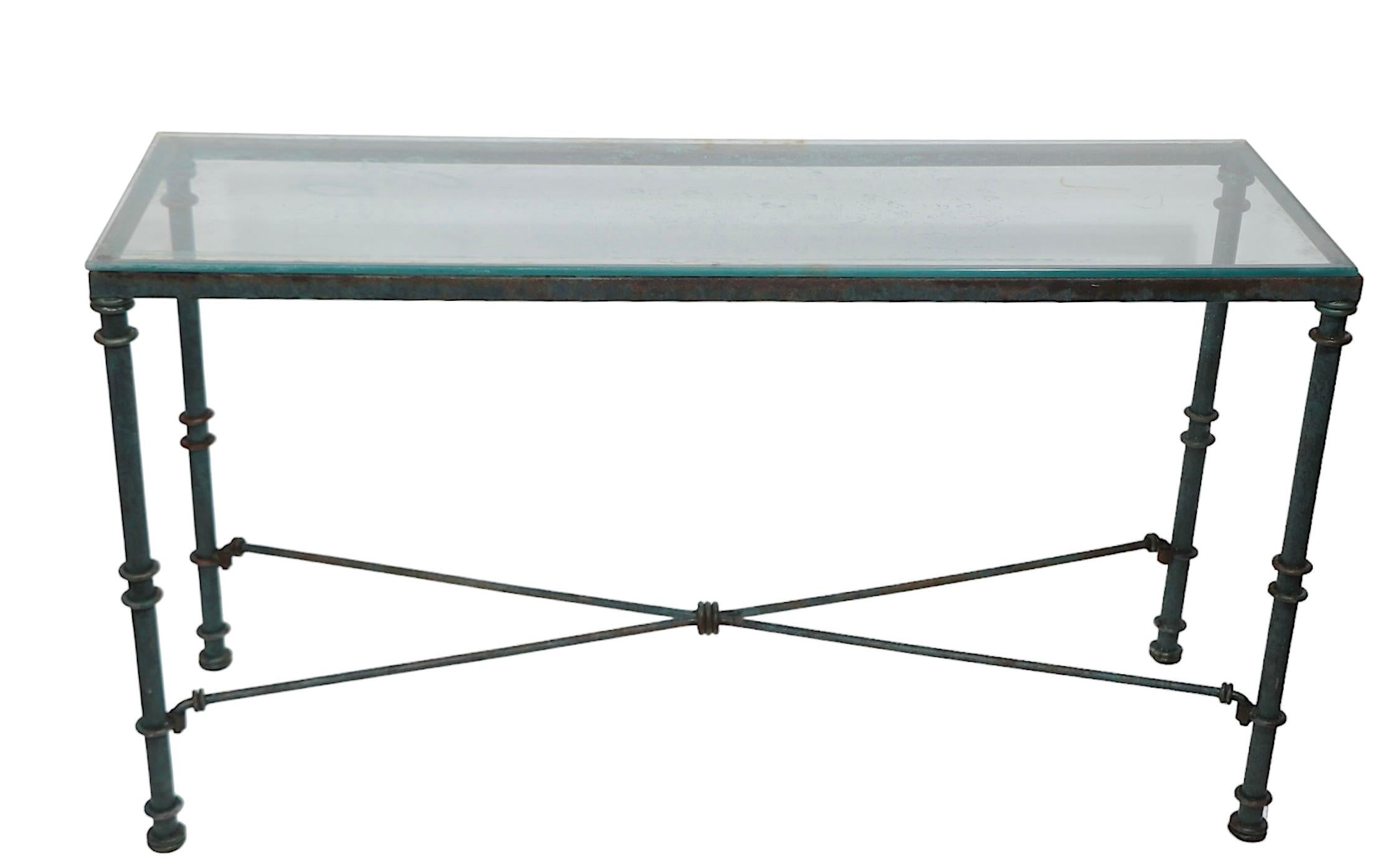 Konsolentisch aus Metall und Glas im Brutalismus-Stil nach Giacometti 7