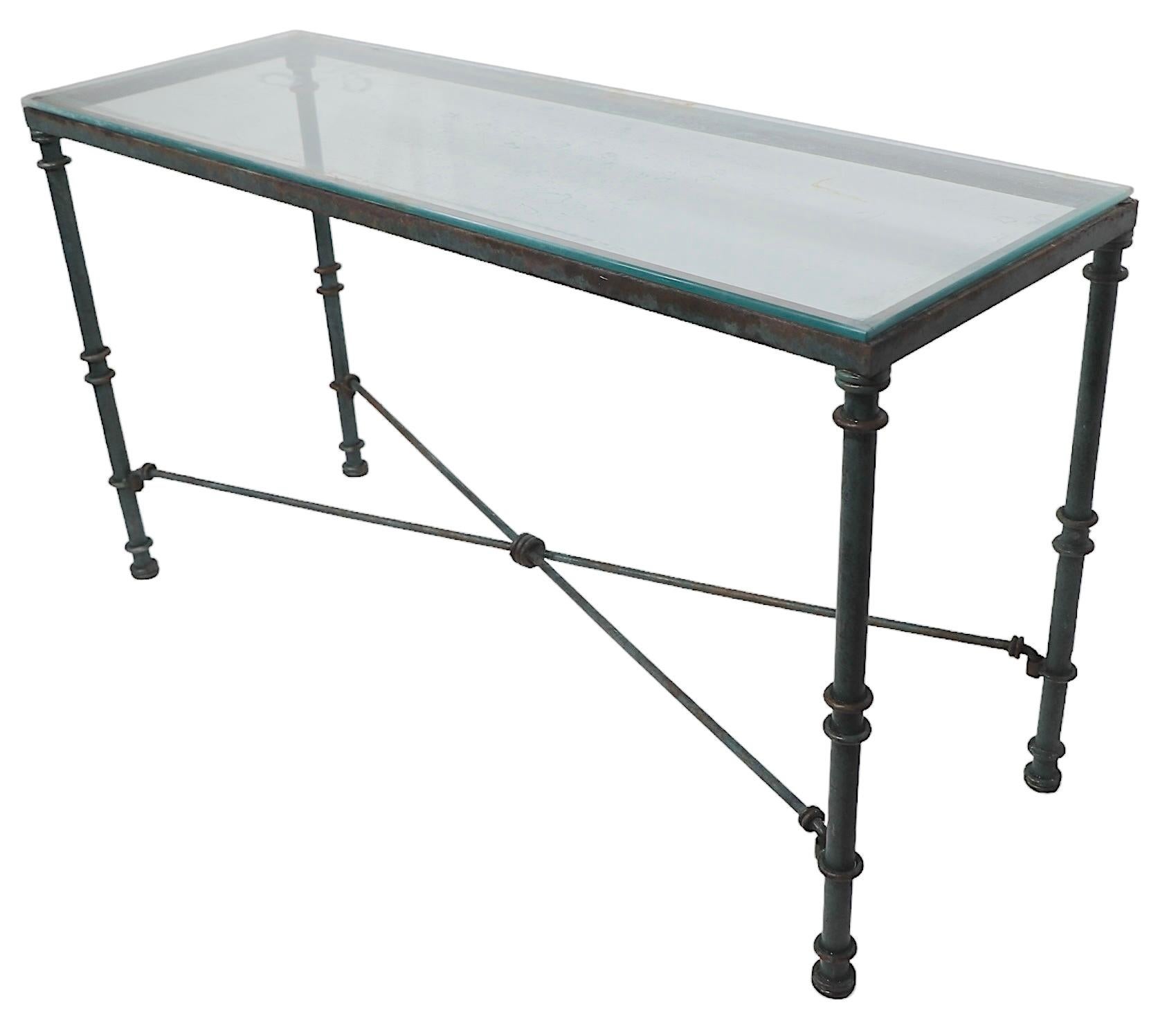 Konsolentisch aus Metall und Glas im Brutalismus-Stil nach Giacometti 9