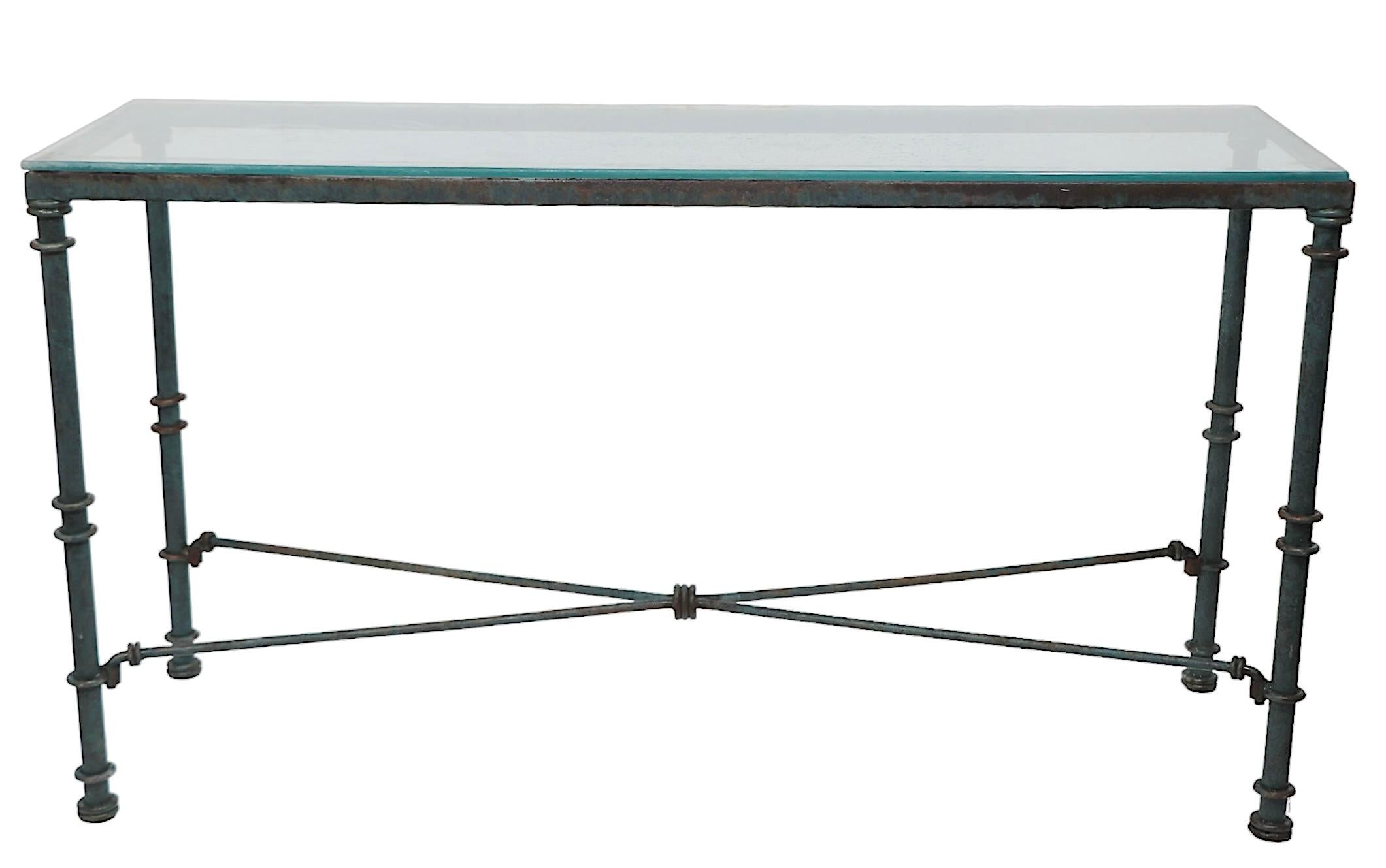 Konsolentisch aus Metall und Glas im Brutalismus-Stil nach Giacometti 1