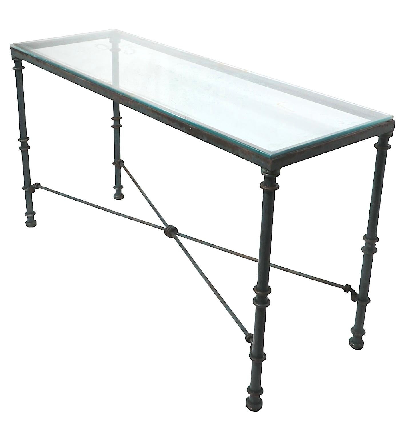 Konsolentisch aus Metall und Glas im Brutalismus-Stil nach Giacometti 3