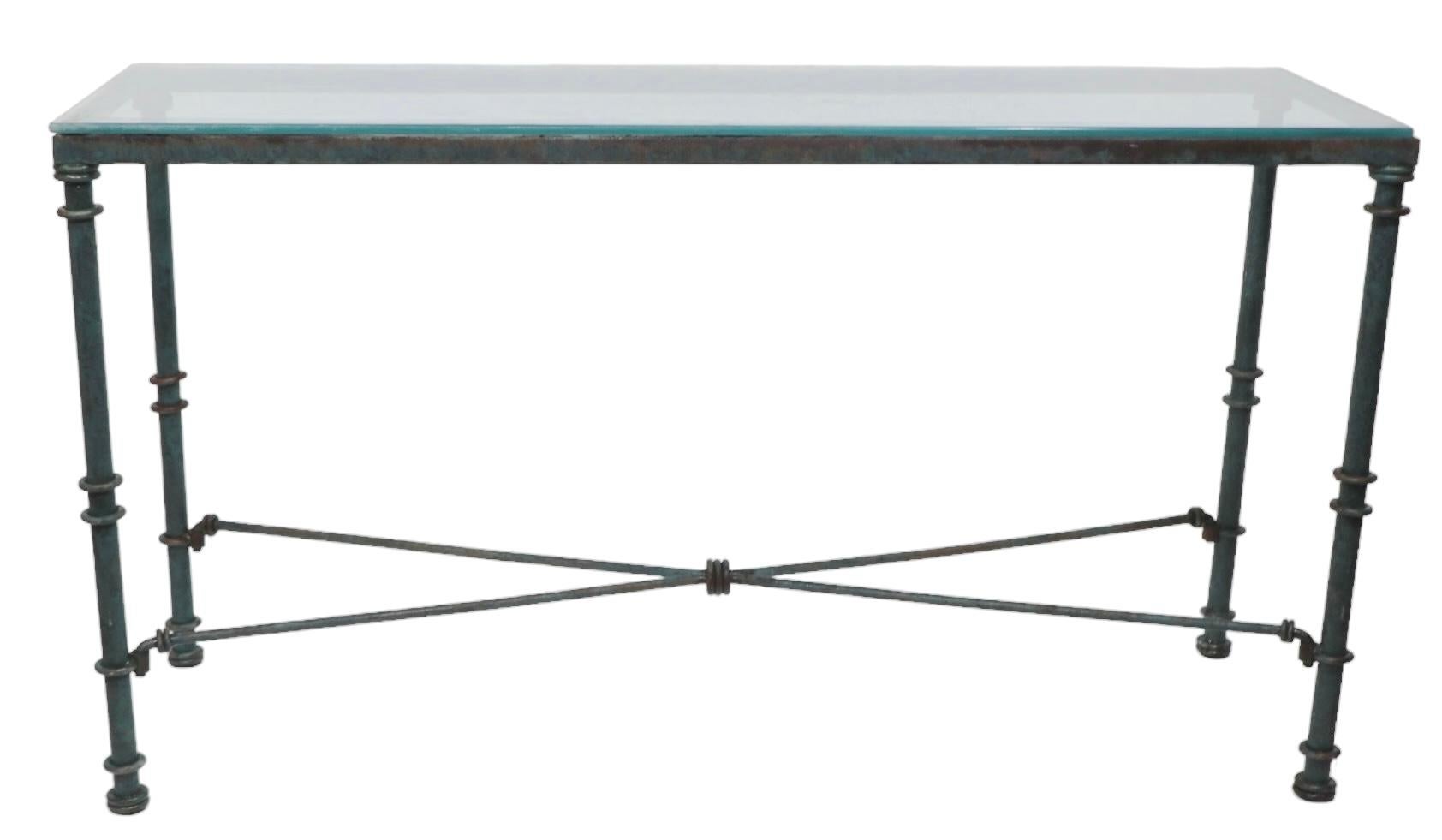 Konsolentisch aus Metall und Glas im Brutalismus-Stil nach Giacometti 4