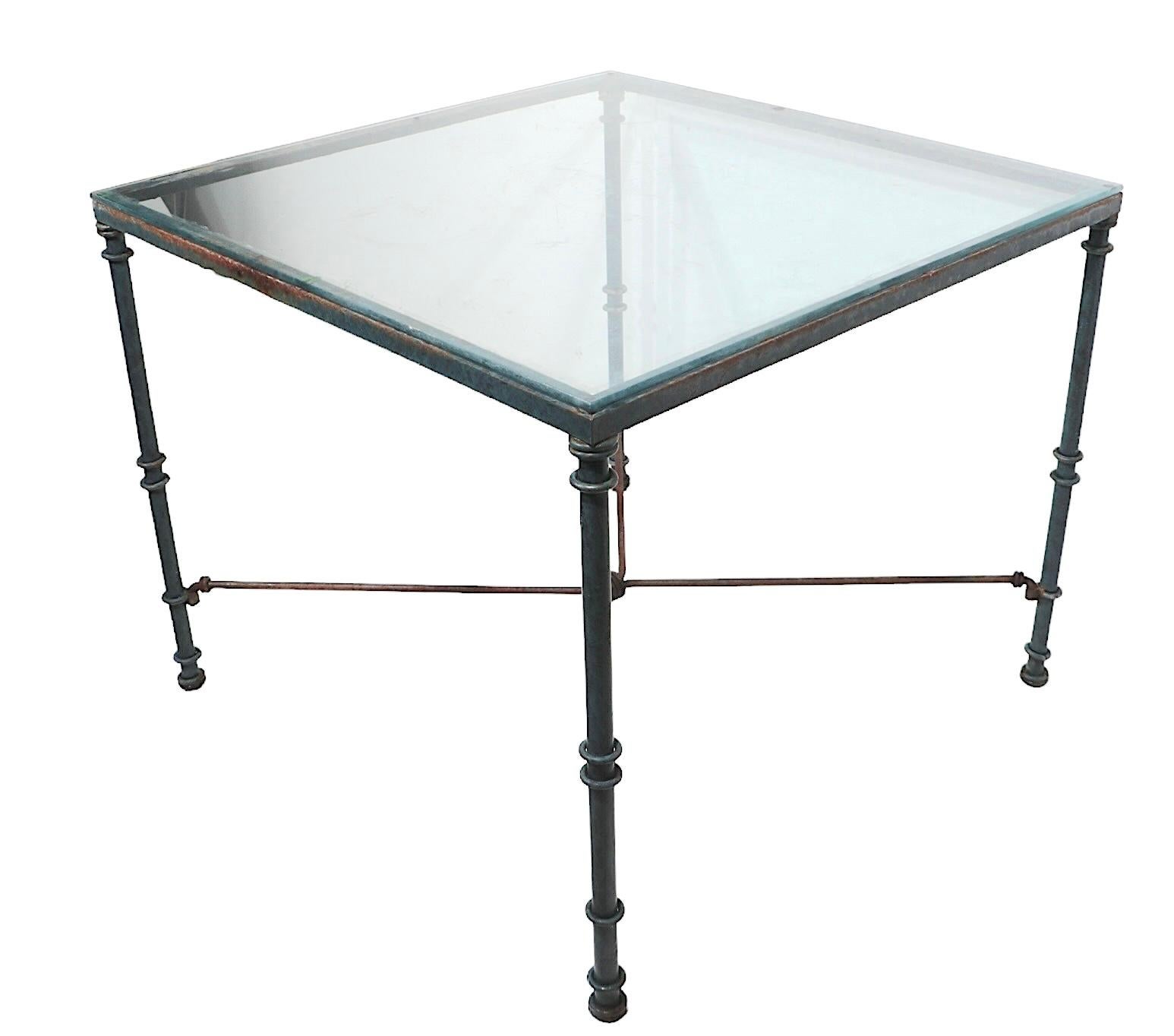 Mesa Dinette Brutalista de Metal y Cristal en Faux Verdigris según Giacometti en venta 10