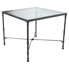 Brutalistischer Dinette-Tisch aus Metall und Glas im Stil des Brutalismus in Faux Verdigris nach Giacometti