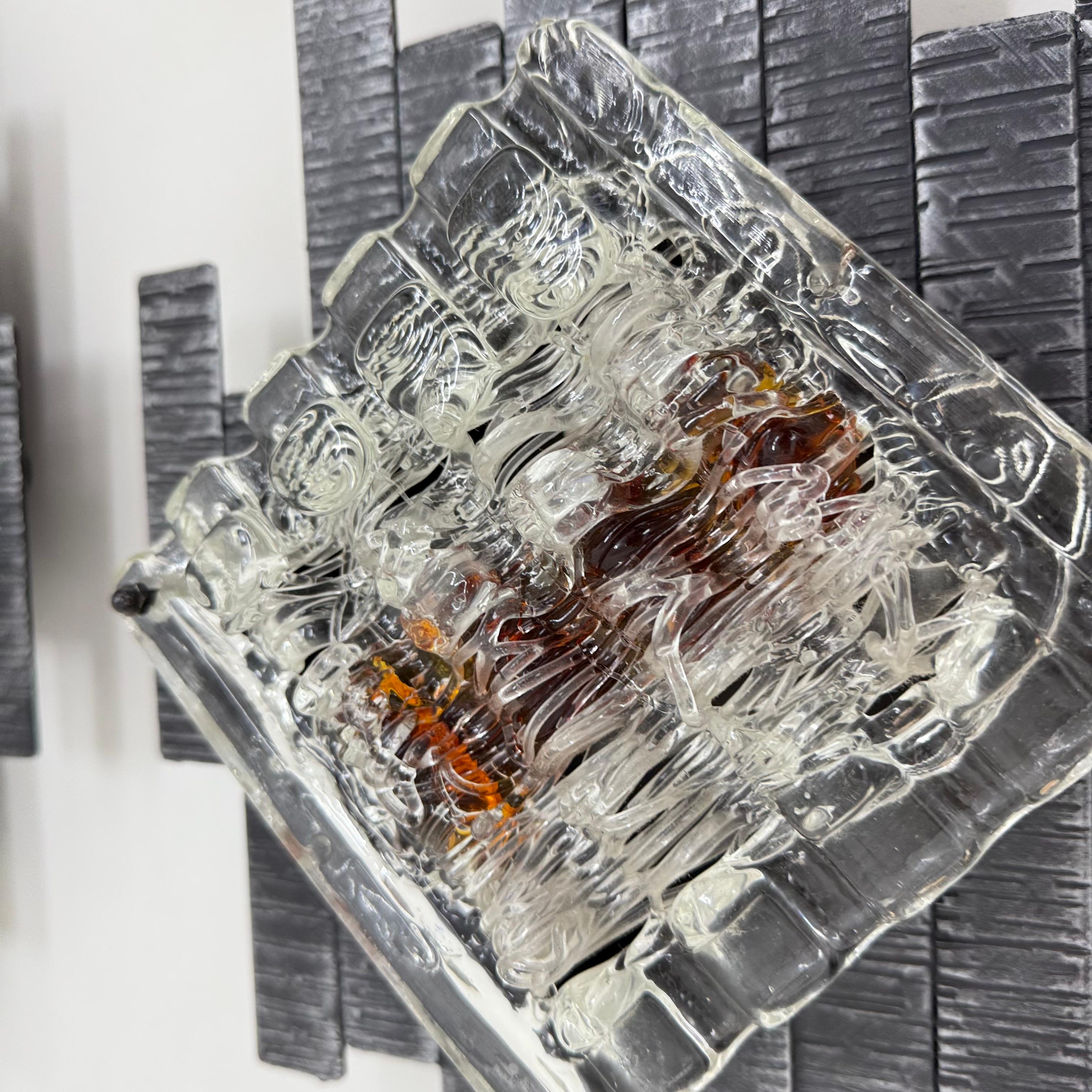 Appliques brutalistes en métal et verre de Murano par Albano Poli pour Poliarte, 1970 en vente 4