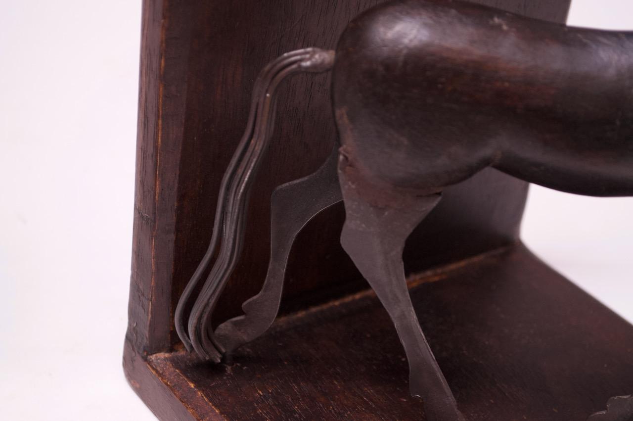 Brutalist Metal and Wood Horse Bookends For Sale 3