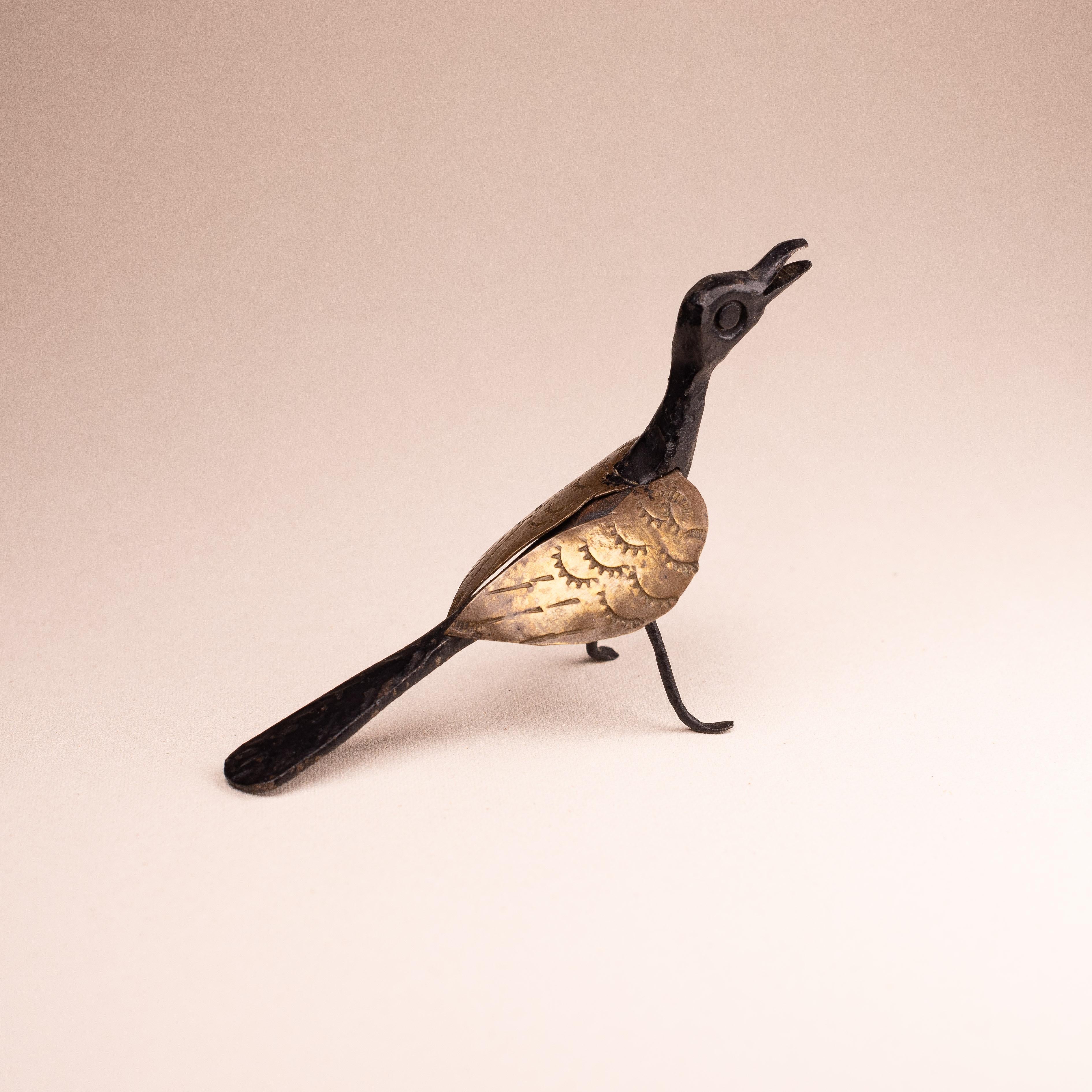 Mid-Century Modern Brutalist Bird Sculpture, Iron and Brass, Mid Century Modern, France For Sale