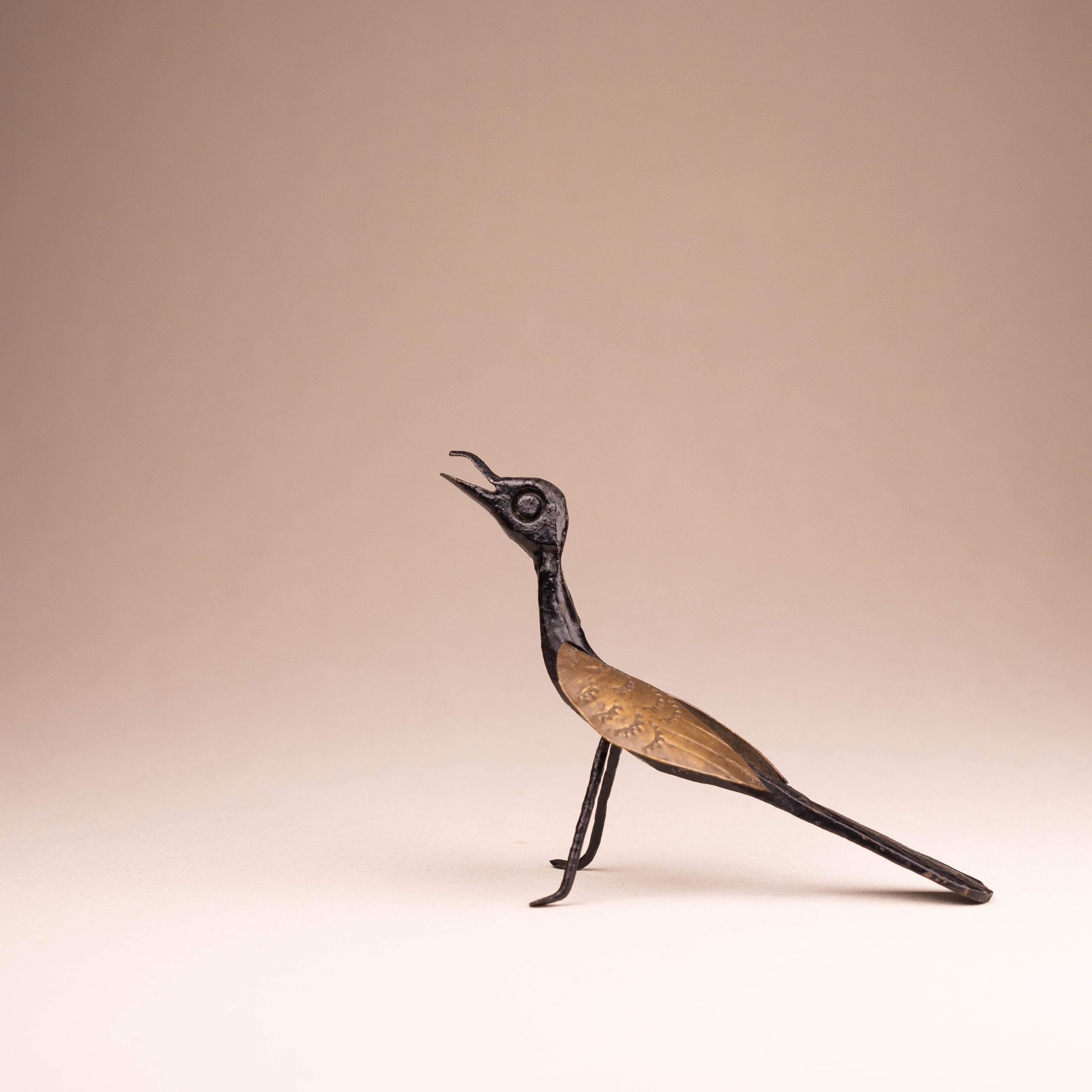 Brutalist Bird Sculpture, Iron and Brass, Mid Century Modern, France In Good Condition For Sale In ROUEN, FR