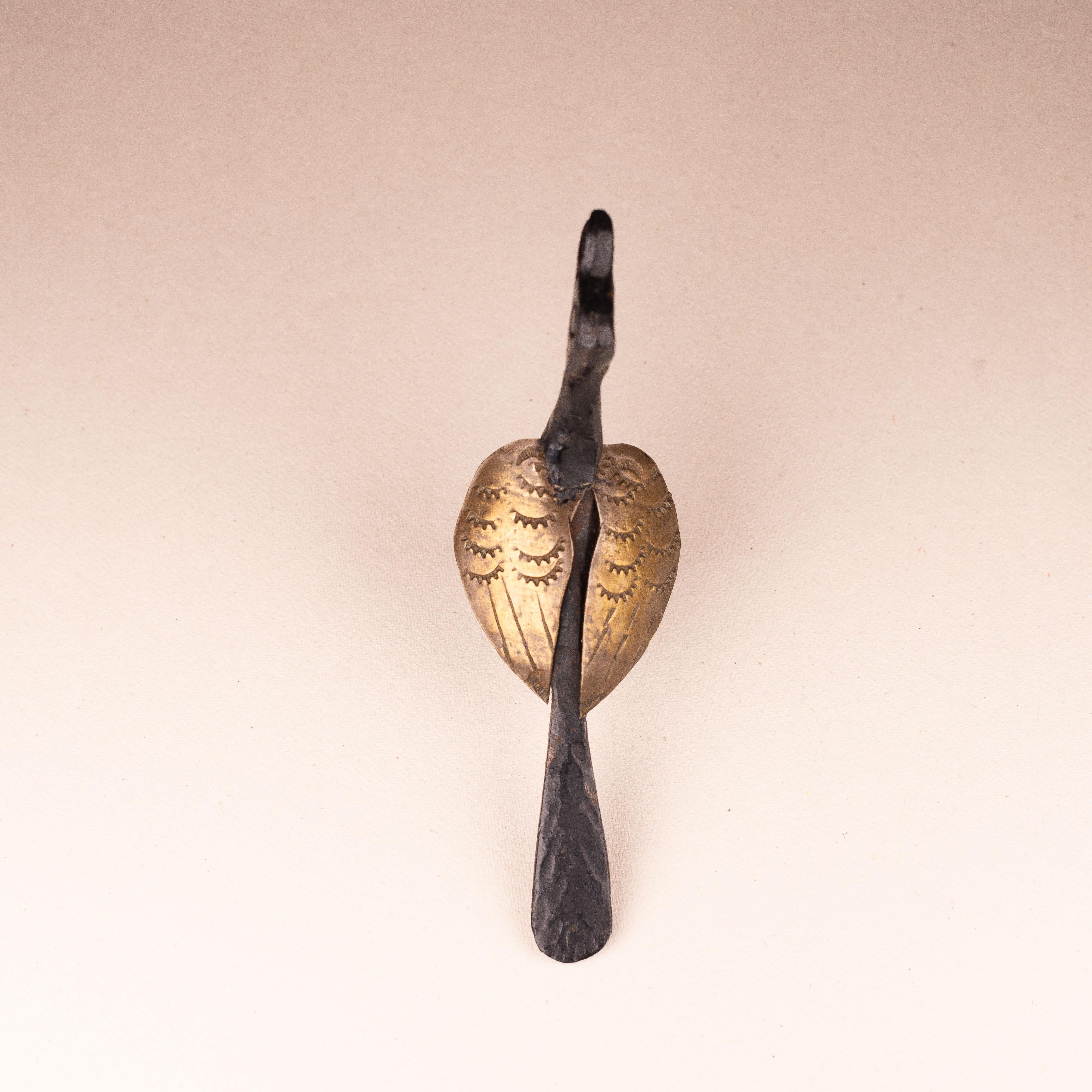 Brutalist Bird Sculpture, Iron and Brass, Mid Century Modern, France For Sale 1