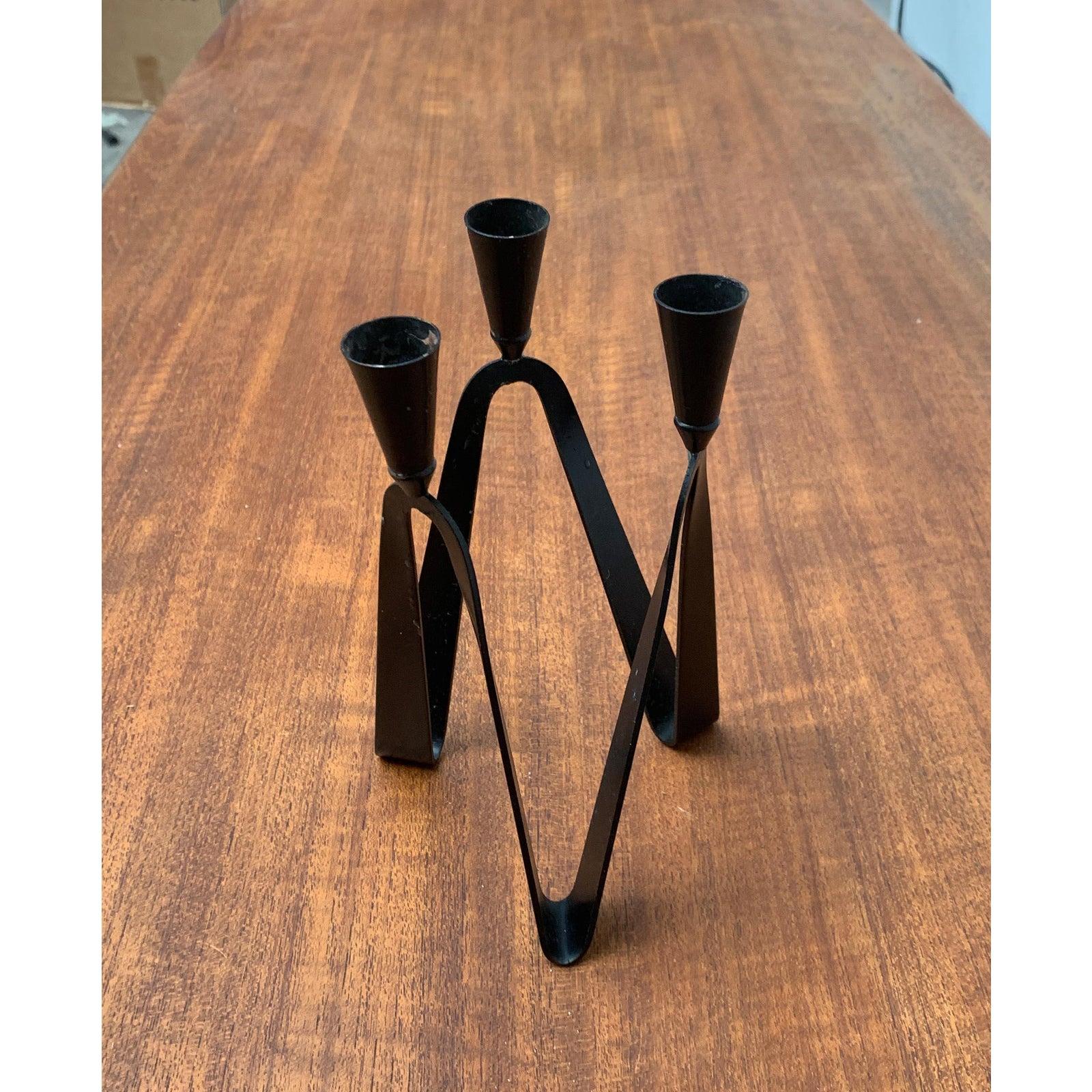 20th Century Brutalist Metal Candle Holder For Sale