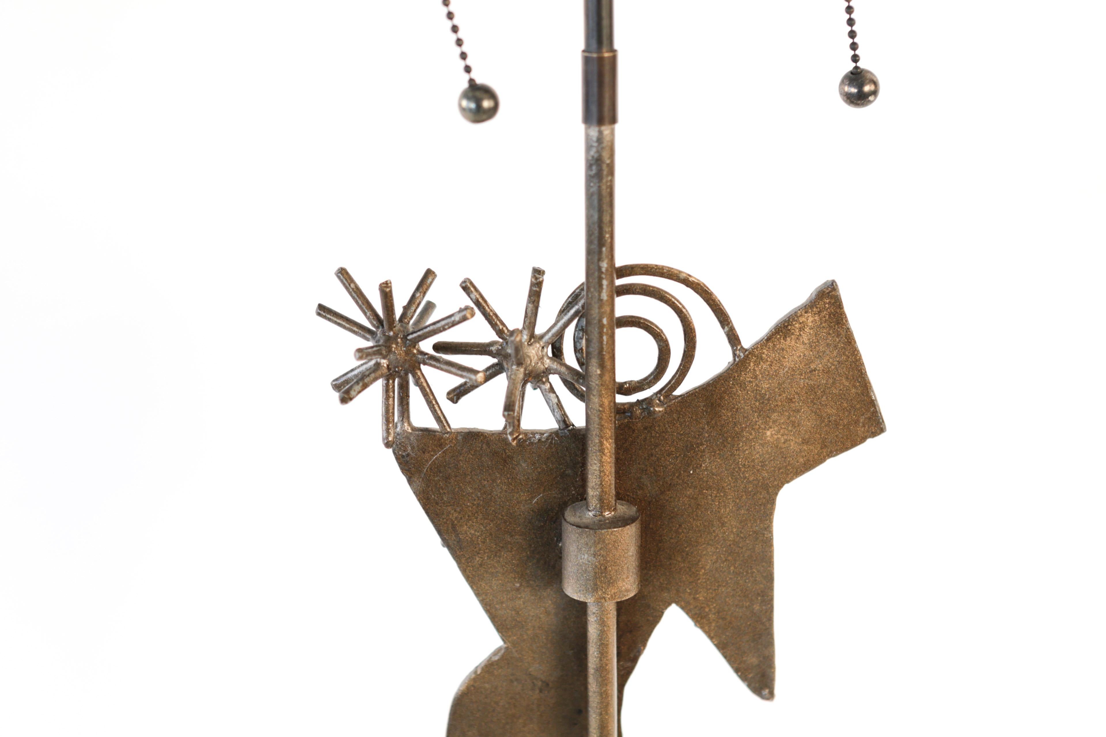 Brutalist Metal Cat Sculptural Table Lamp 5