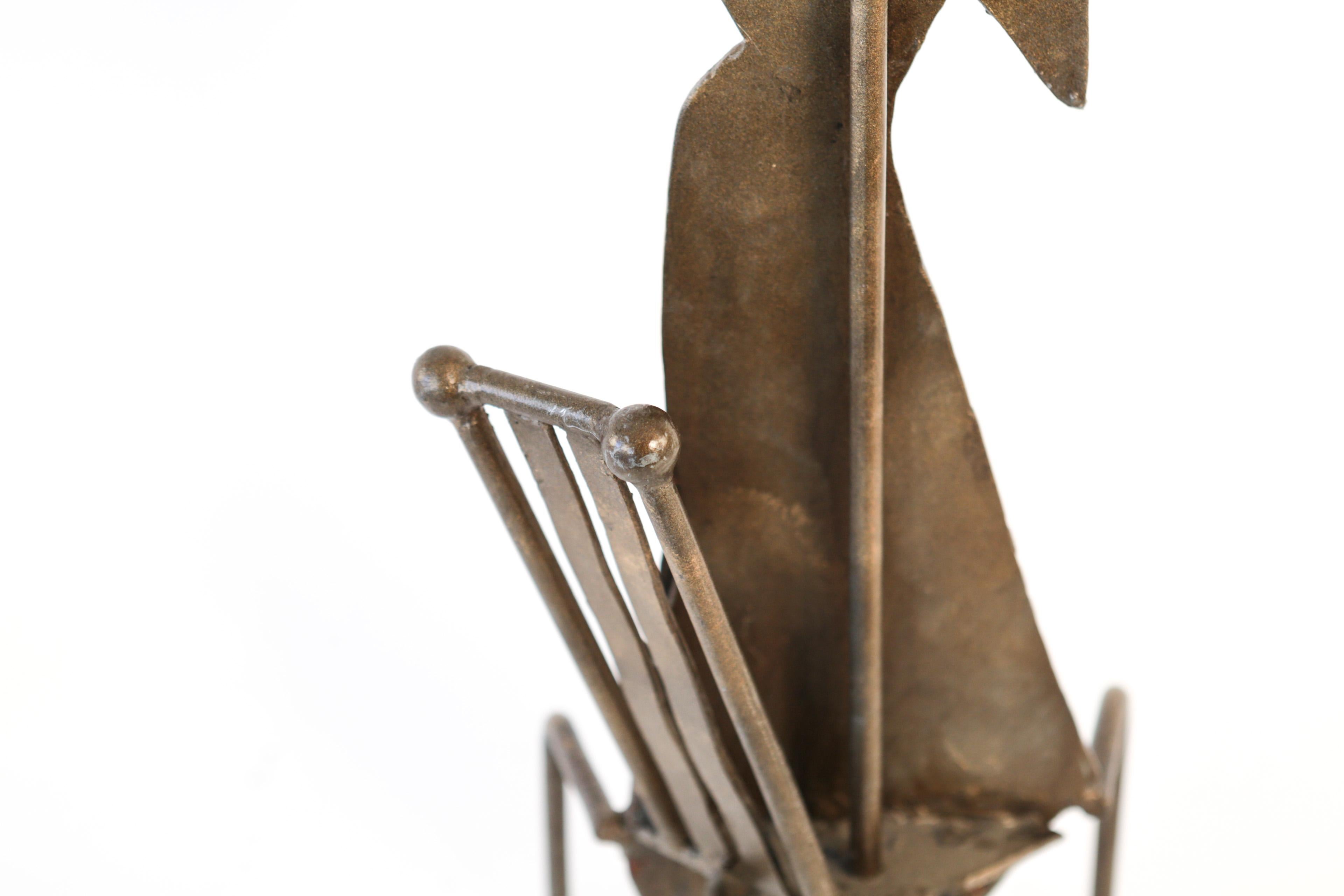 Brutalist Metal Cat Sculptural Table Lamp 6