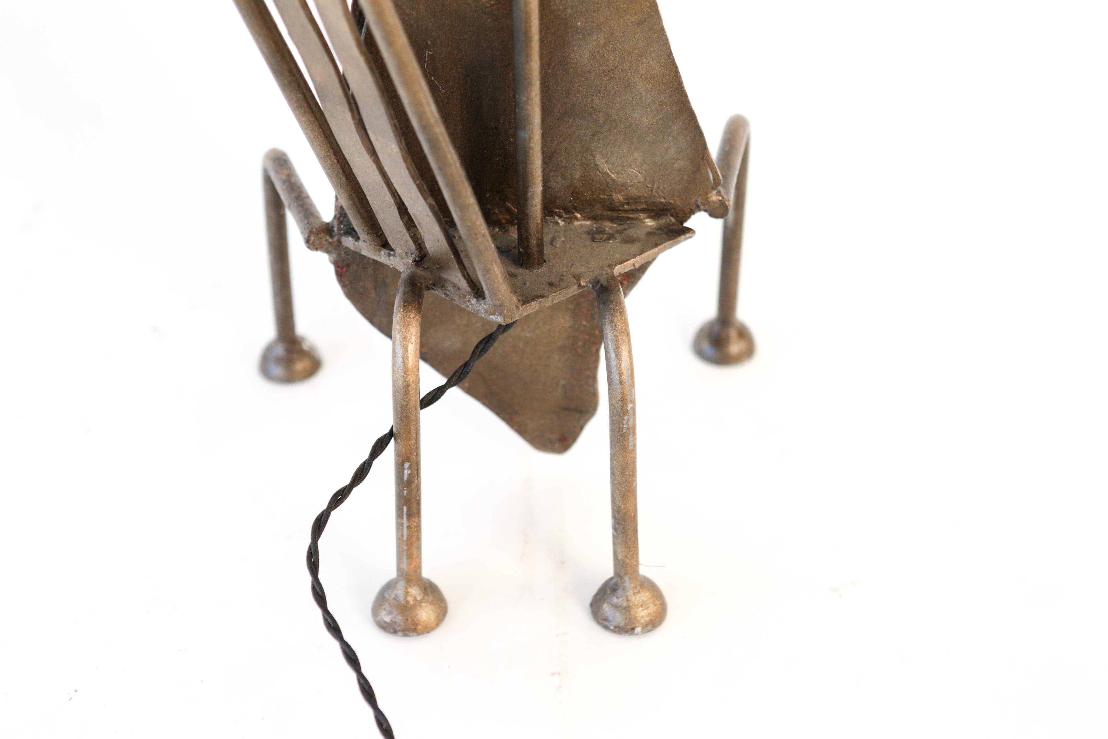 Brutalist Metal Cat Sculptural Table Lamp 7
