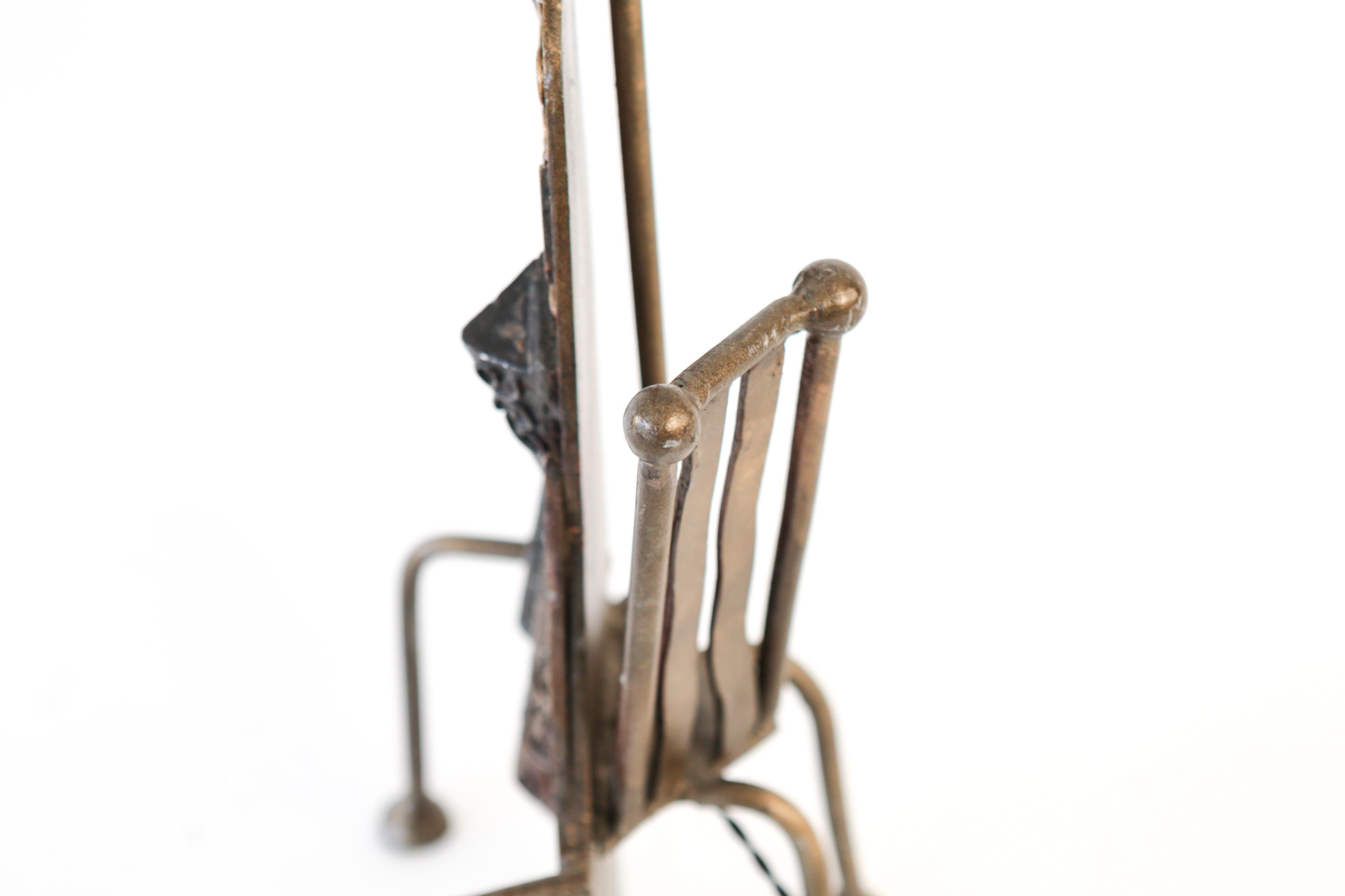 Brutalist Metal Cat Sculptural Table Lamp 2